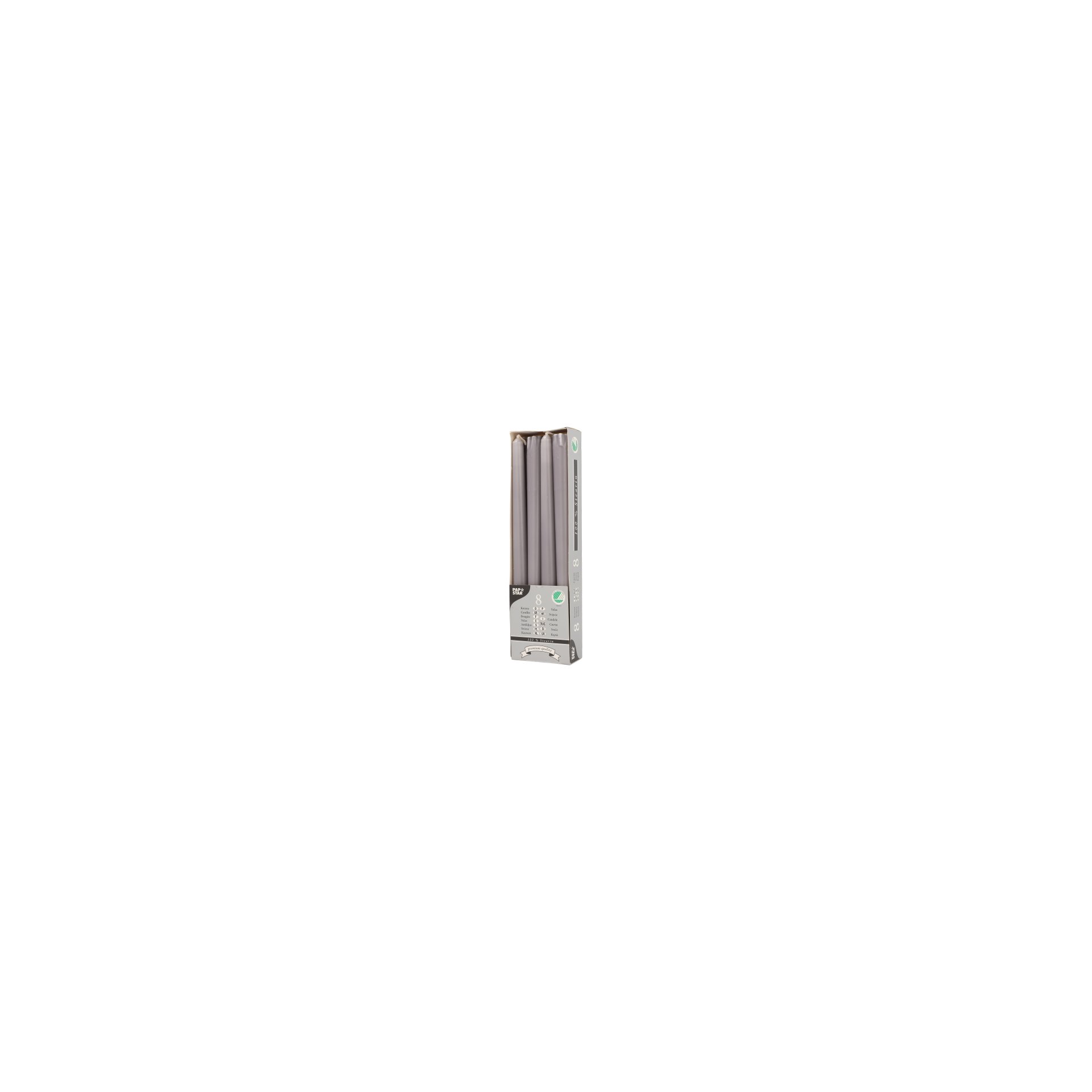 Leuchterkerzen Ø 2,2 cm · 25 cm grau aus 100 % Stearin