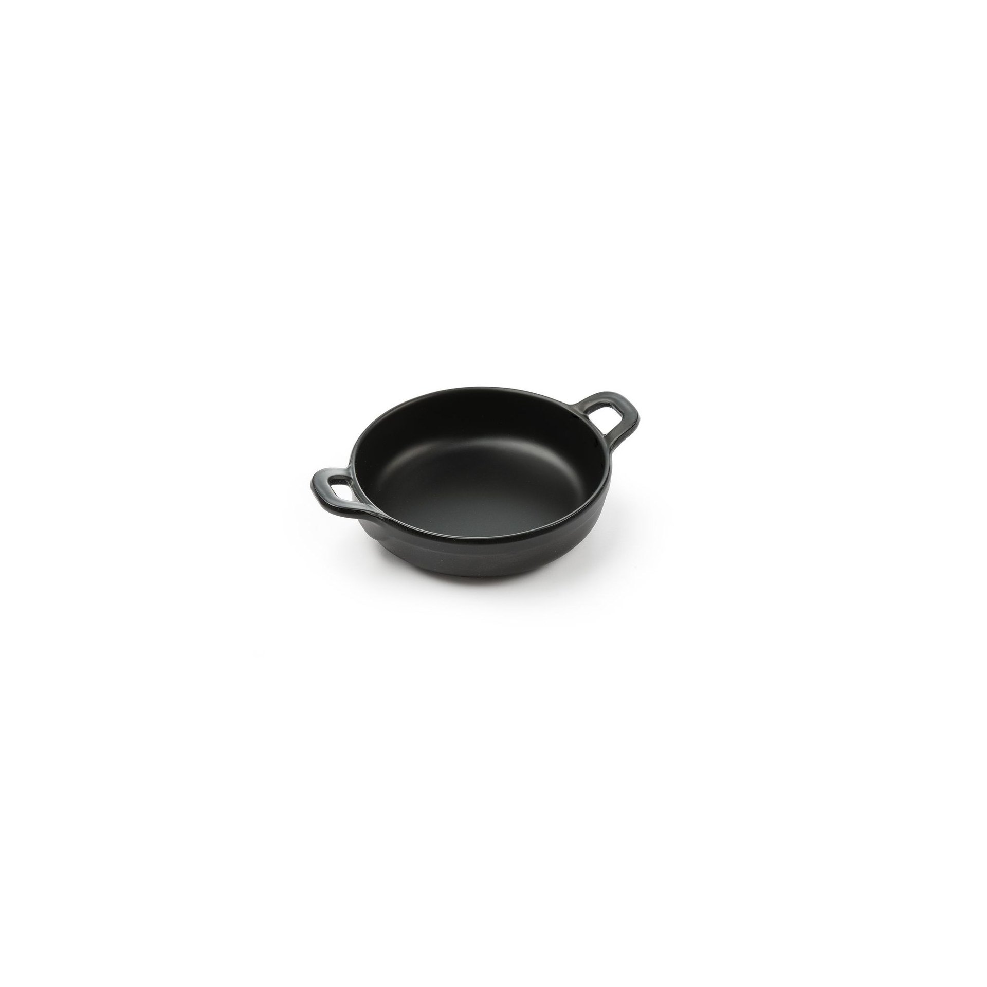 Miniatur-Pfanne aus Melamin, rund, Schwarz, 150x115x(H)37mm