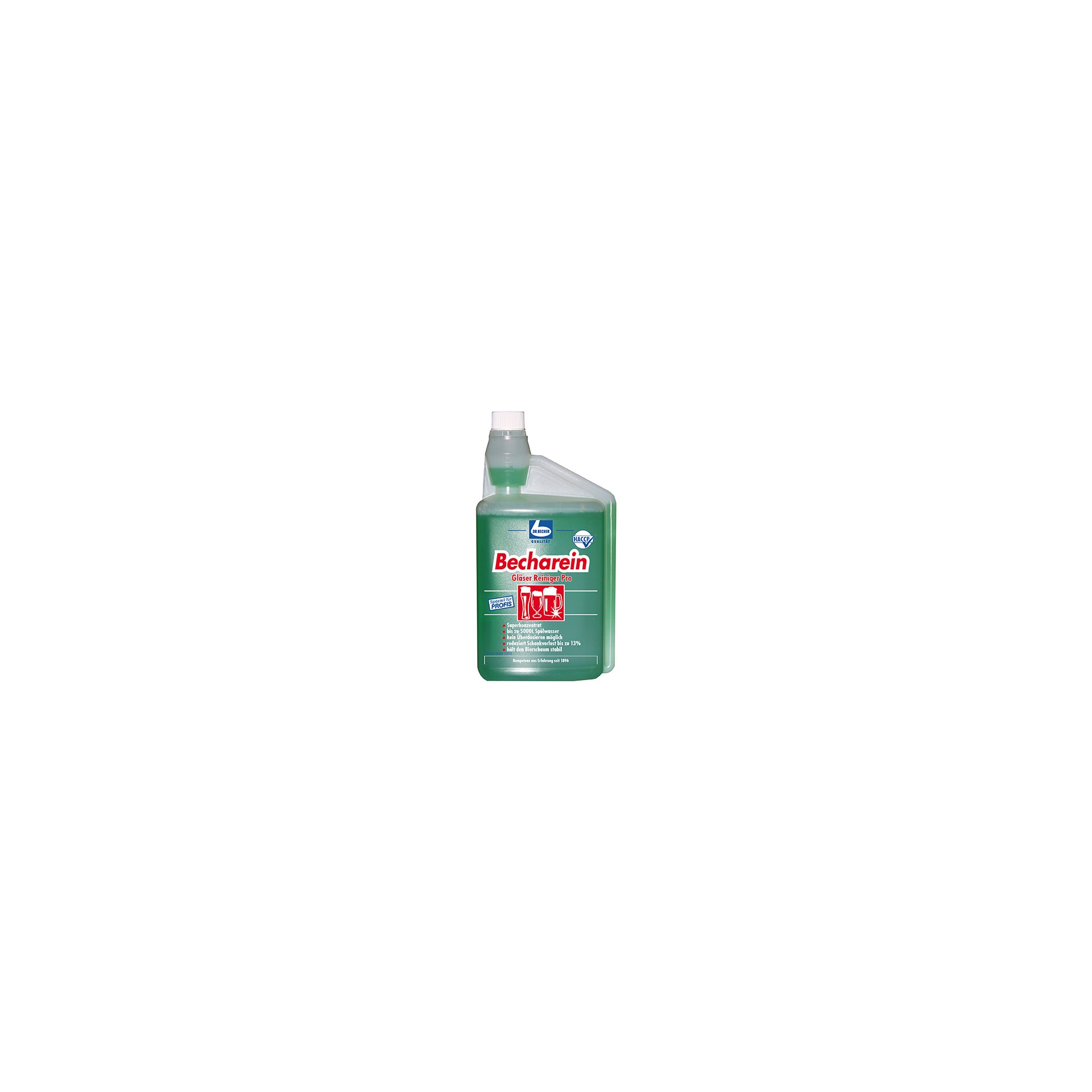"Dr. Becher" Becharein Gläserreiniger Pro 1 l grün in Dosierflasche "Dr. Becher" Becharein Gläserreiniger Pro 1 l grün in Dosierflasche