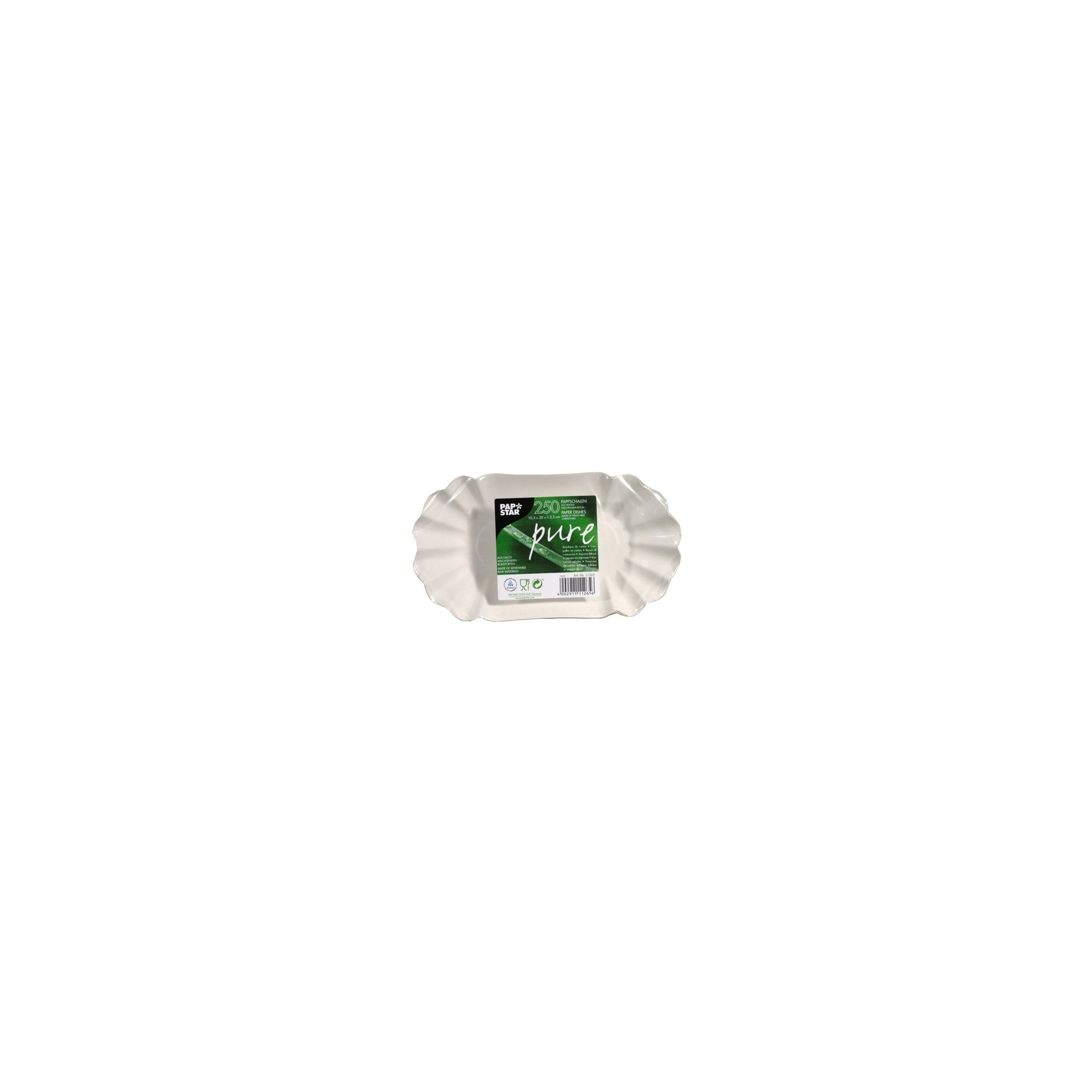 Schalen, Pappe "pure" oval 10,5 cm x 20 cm x 3,5 cm weiss