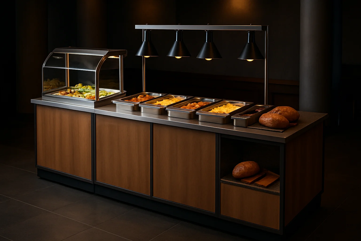 Modulare Buffettheke mit Ausgabestationen