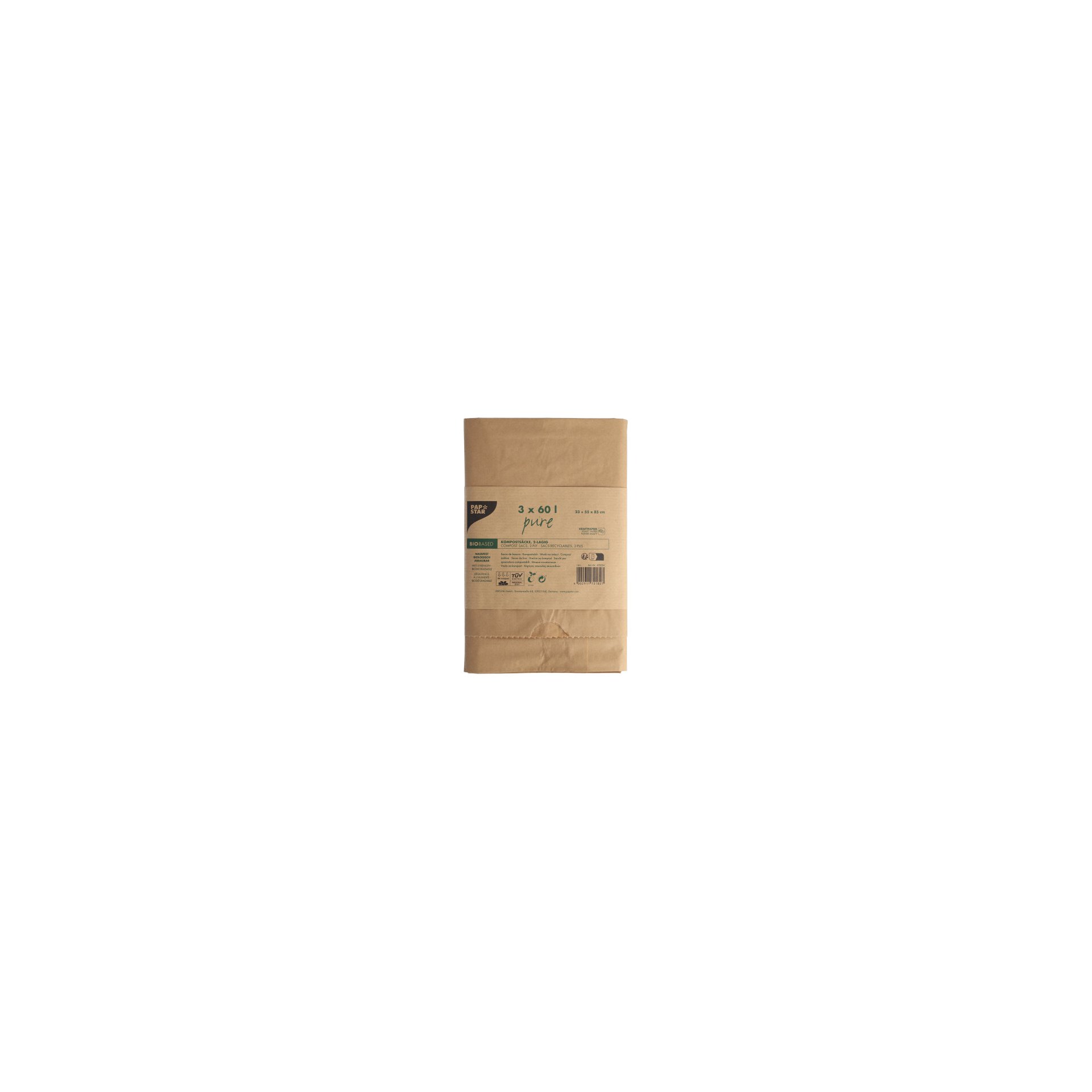 Kompostsäcke aus Papier "pure" 60 l 85 cm x 55 cm x 23 cm braun , 2-lagig Kompostsäcke aus Papier "pure" 60 l 85 cm x 55 cm x 23 cm braun , 2-lagig