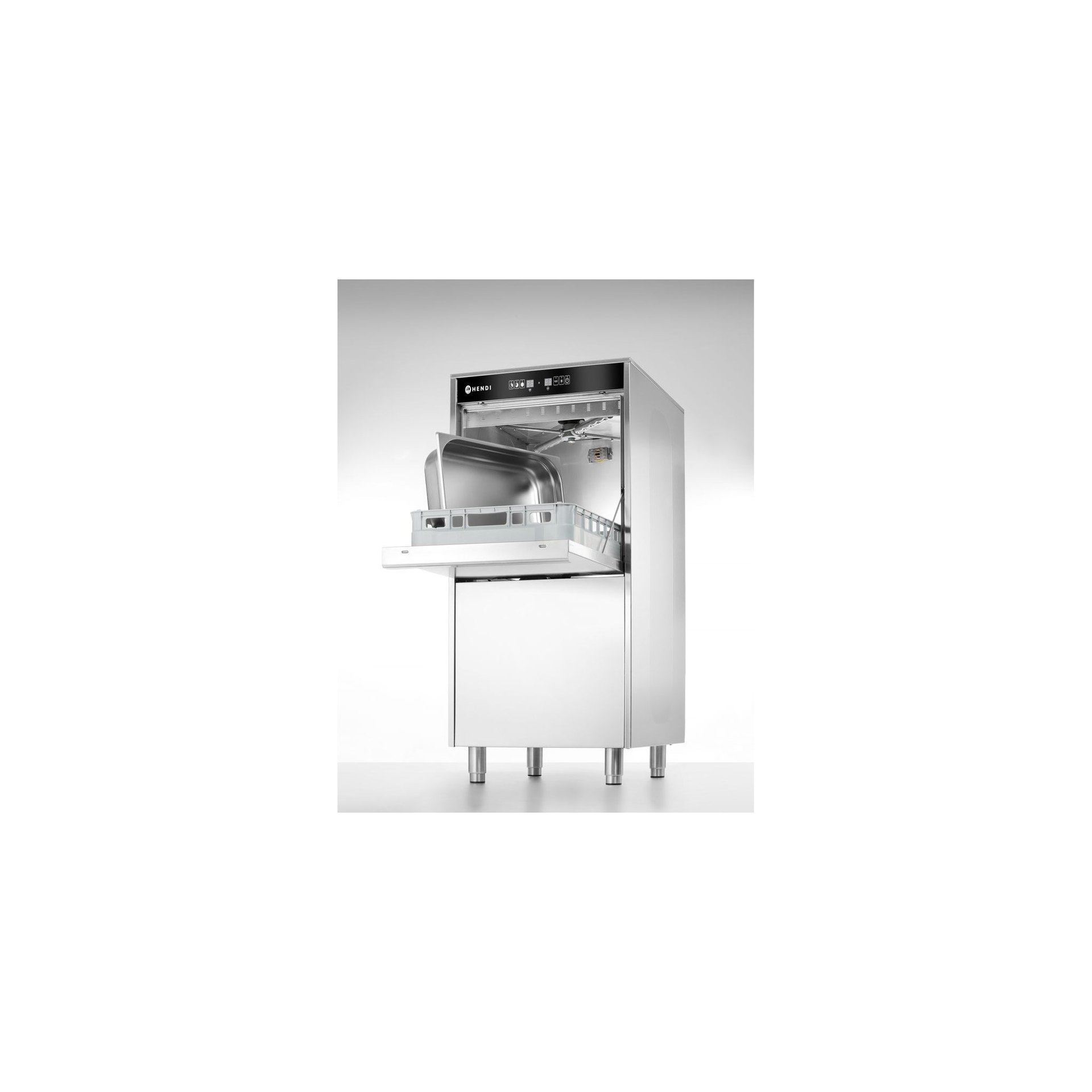 Geschirrspüler 50x60 für Tabletts und Töpfe – elektronisch gesteuert, mit Waschmitteldosiersystem und Ablaufpumpe, 400V/7100W, 595x777x(H)1335mm