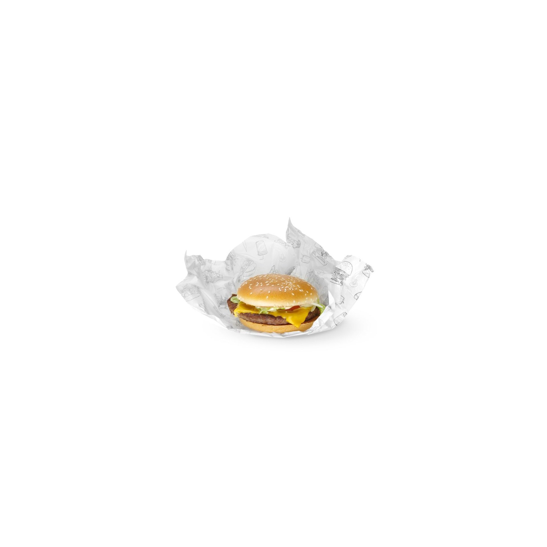 Einschlagpapier, fettdicht, Fastfood-Muster, 500 Stk., 250x350mm