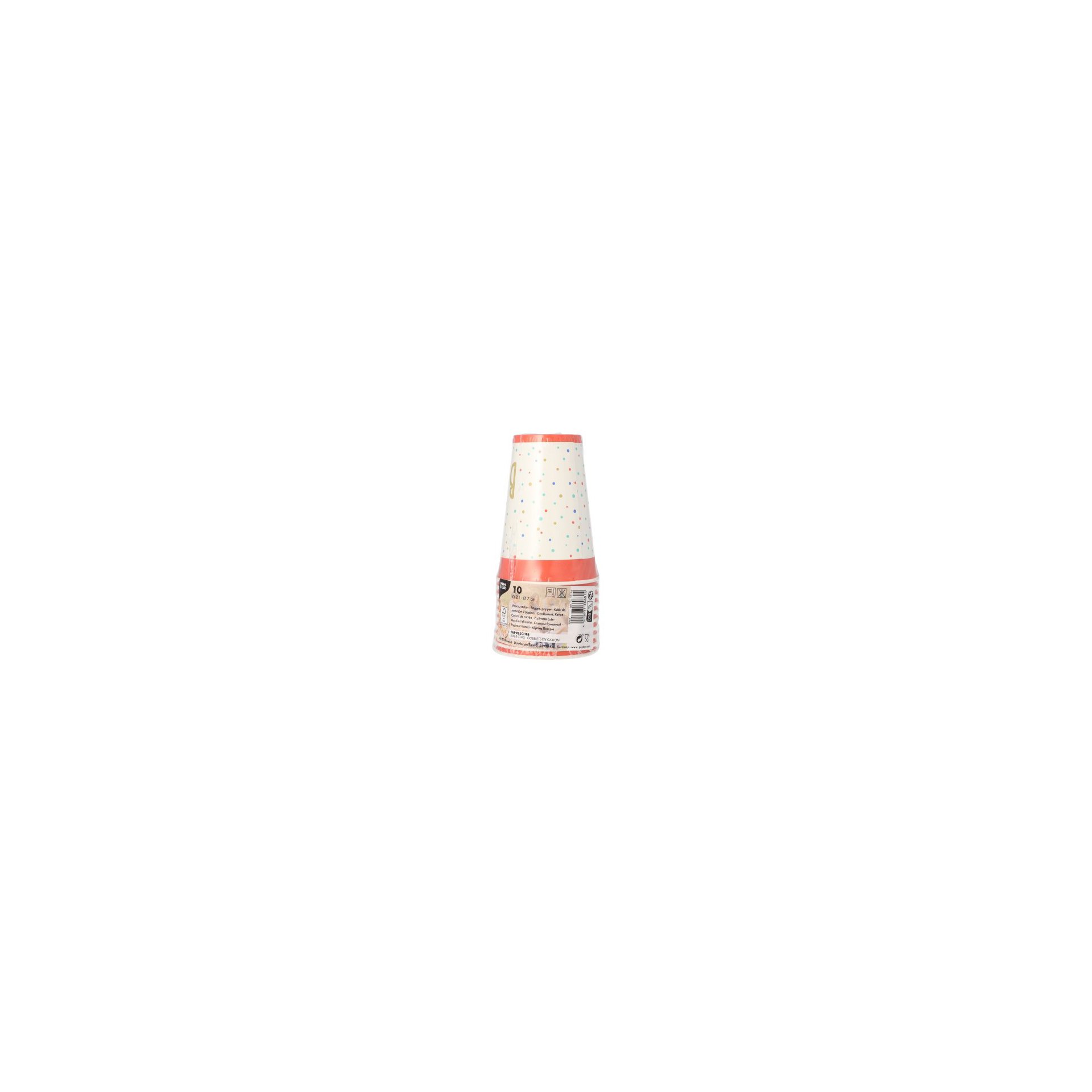 Trinkbecher, Pappe 0,2 l Ø 7 cm · 9,7 cm weiss "Happy Birthday"