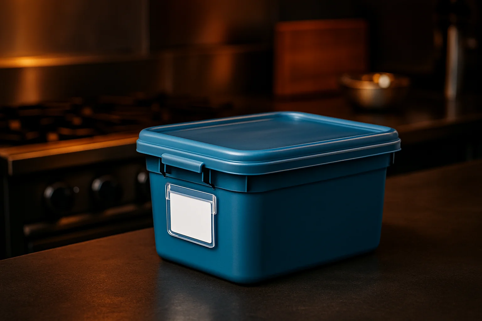 HACCP Behälter mit Kennzeichnungsclip in Profiküche
