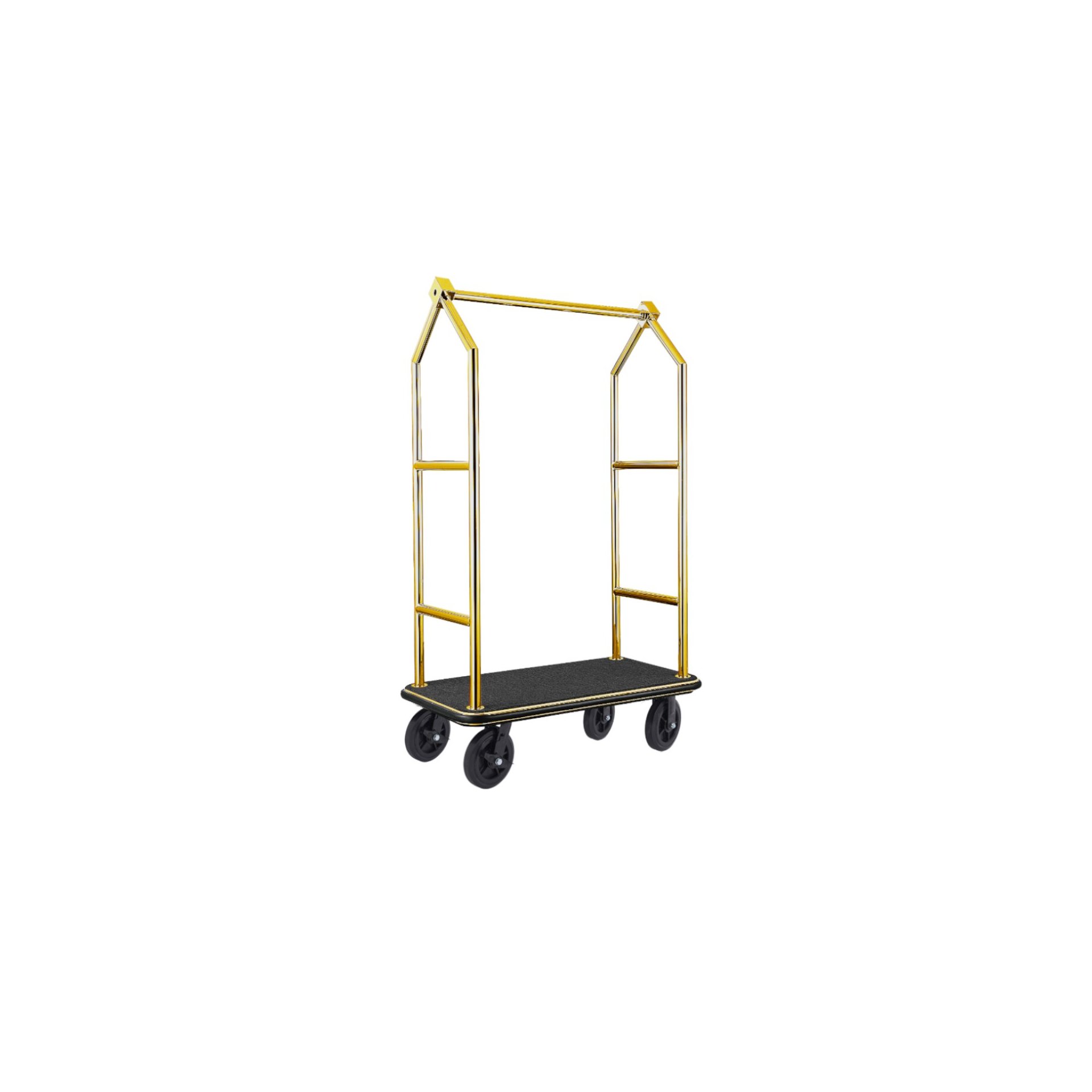 Gepäckwagen VOYAGER, 112 x 65 x 190 cm, titanium gold, schwarzer Teppich Gepäckwagen VOYAGER, 112 x 65 x 190 cm, titanium gold, schwarzer Teppich