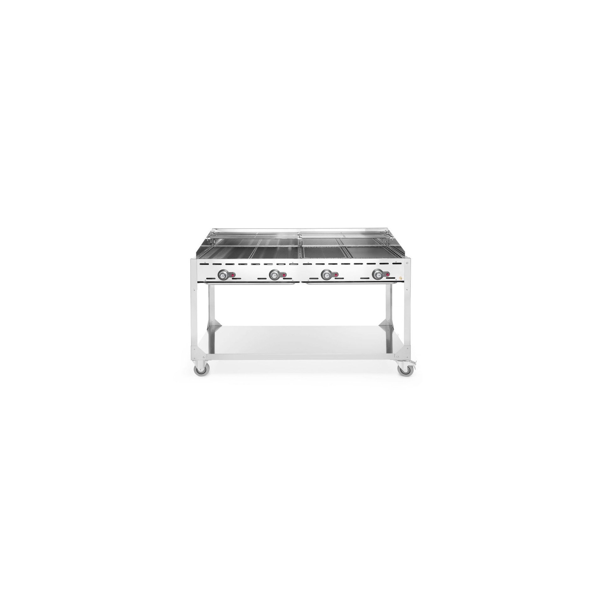 Grillsystem Green Fire mit 4 Brennern, Profi Line, mit Rollengestell, Hellgrau, 22kW, 1400x612x(H)825mm