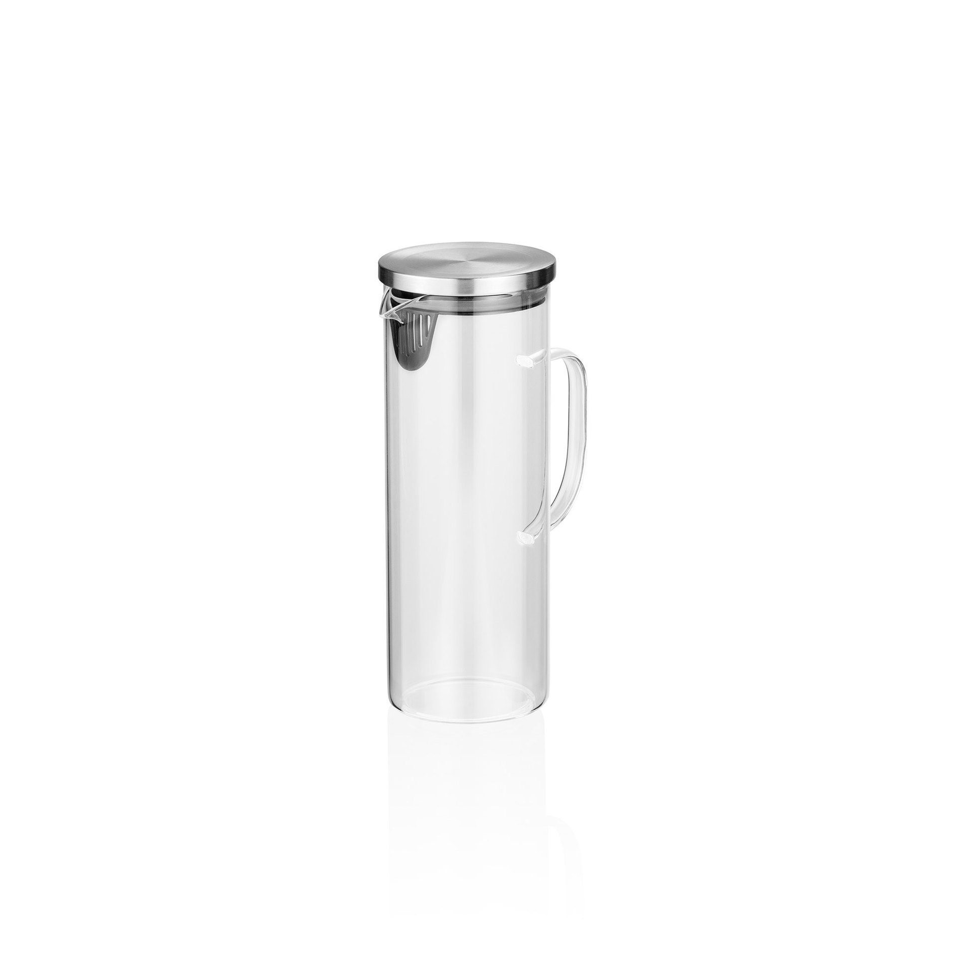 Karaffe, 1,5 ltr., Ø 10,5 cm, Borosilikatglas, Edelstahl, Silikon Karaffe, 1,5 ltr., Ø 10,5 cm, Borosilikatglas, Edelstahl, Silikon