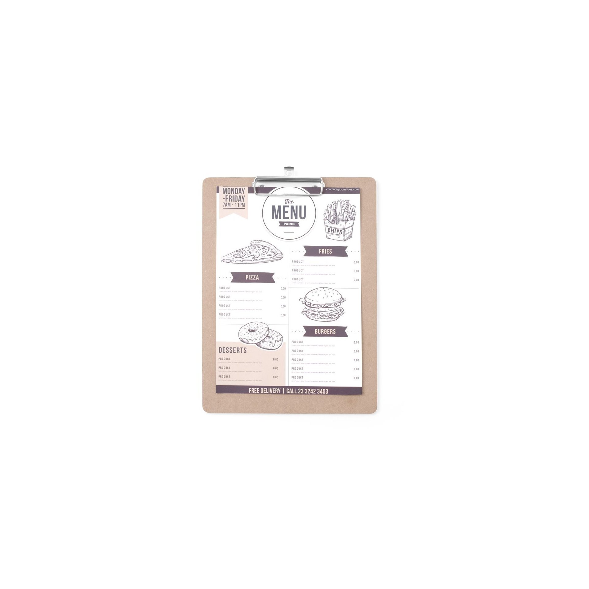 Speisekarten-Klemmbrett, 240x330mm Speisekarten-Klemmbrett, 240x330mm