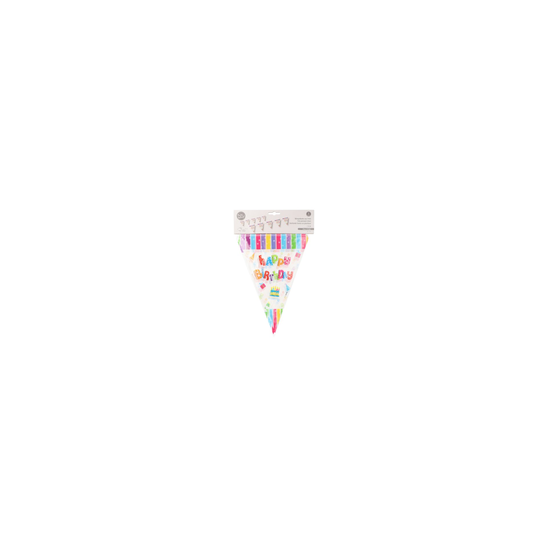 Wimpelkette, Folie 4 m "Happy Birthday" wetterfest