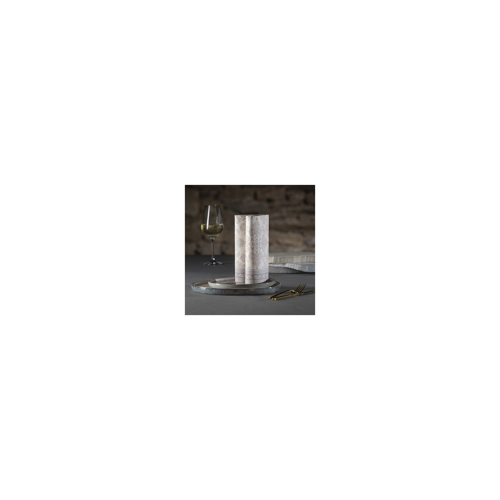 Servietten "ROYAL Collection" 1/4-Falz 40 cm x 40 cm mocca "Arabesque"