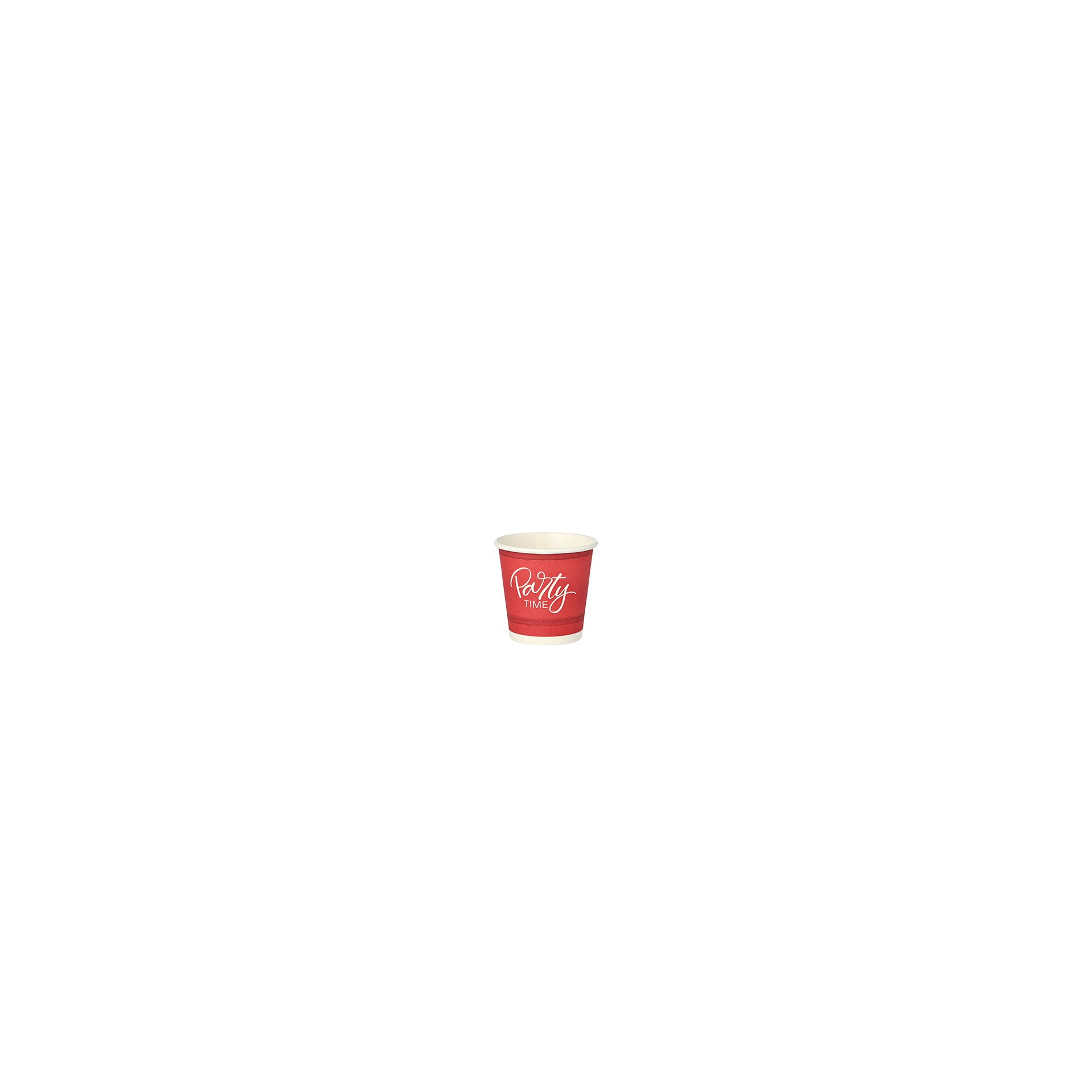 Trinkbecher, Pappe 5 cl Ø 5 cm · 5 cm rot "Party Time"