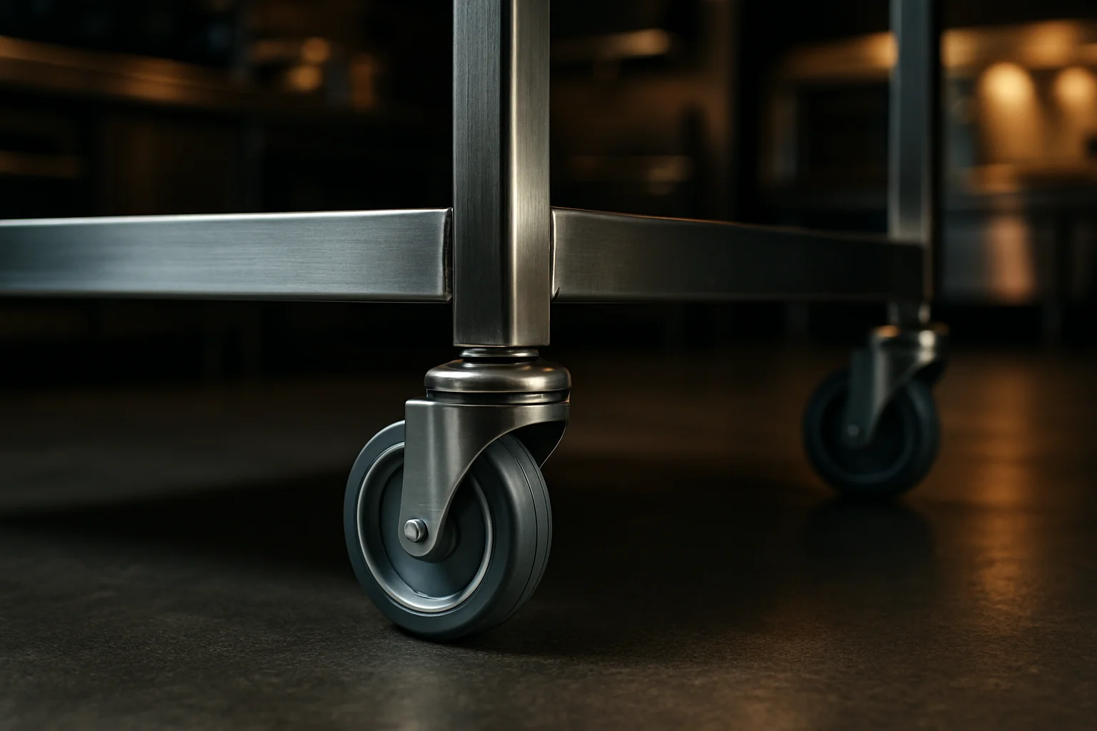 Materialoberfläche und Rollen eines Transportwagens