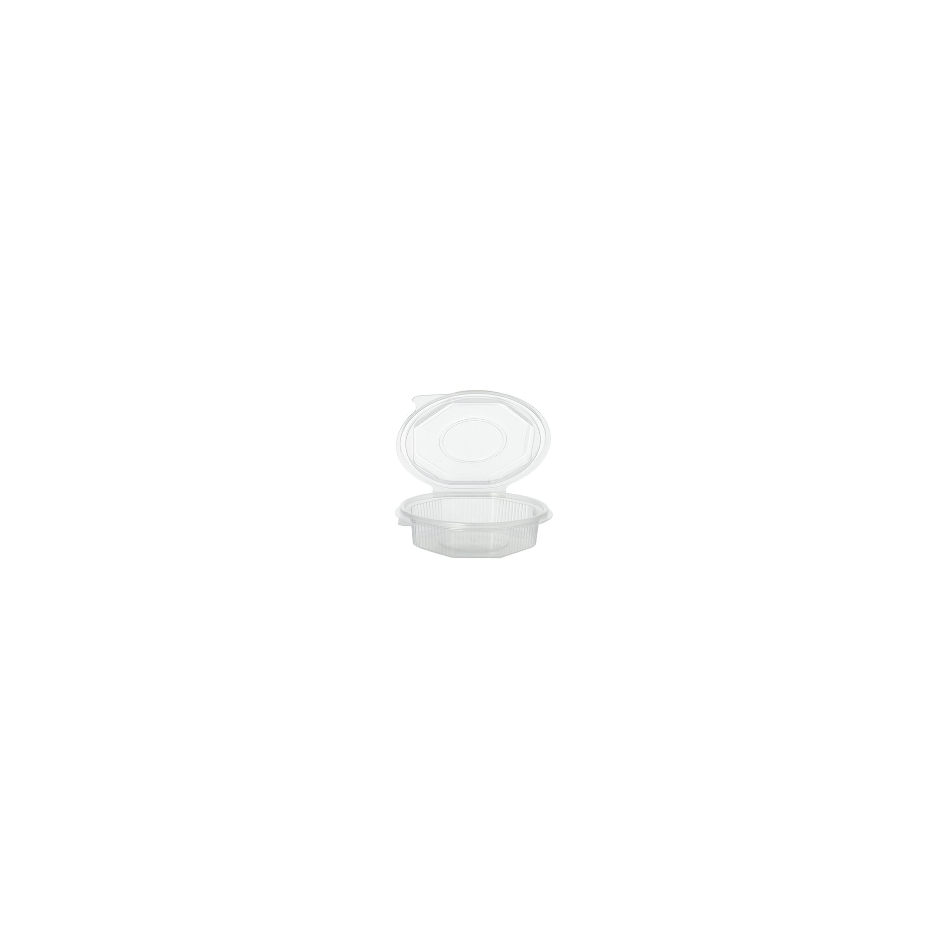 Verpackungsbecher mit Klappdeckeln, PP 8-eckig 250 ml 2,8 cm x 11 cm x 11 cm transparent