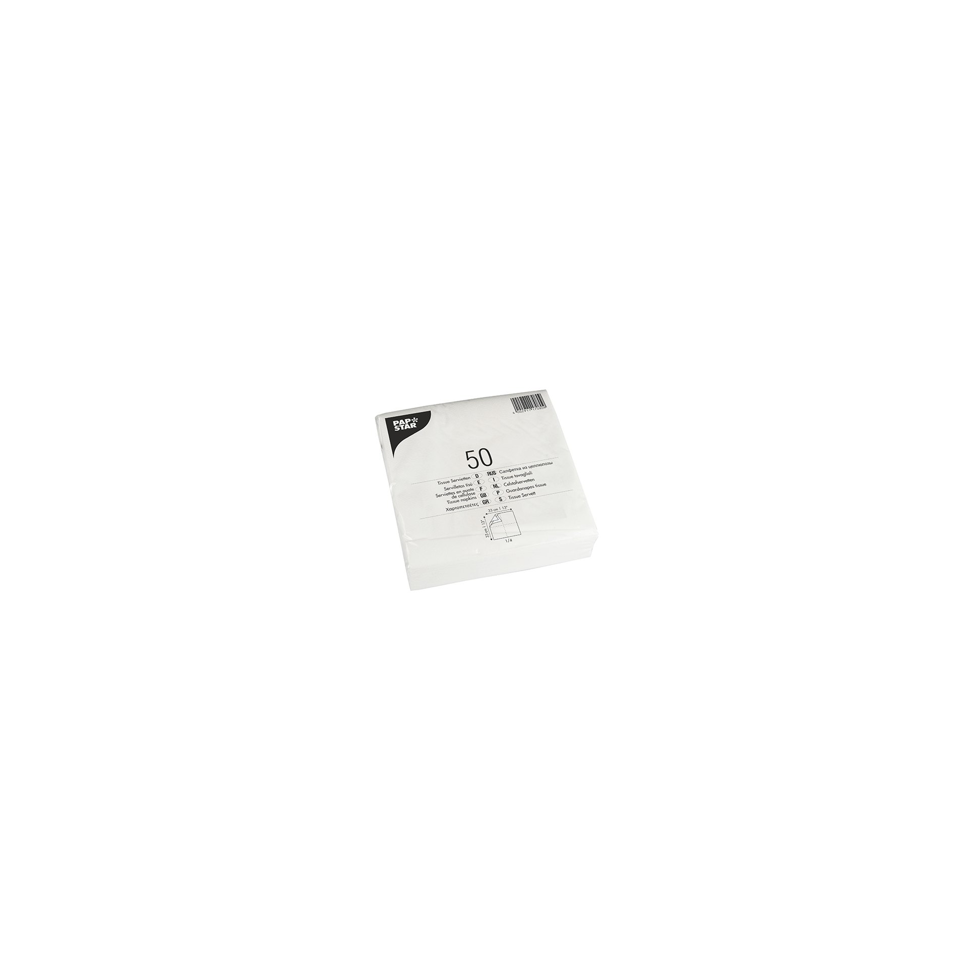 Servietten, 2-lagig 1/4-Falz 33 cm x 33 cm weiss