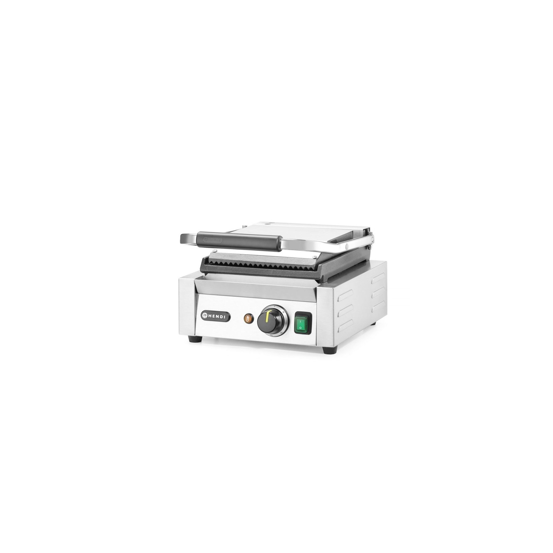 Kontaktgrill - Einzelversion, oben gerillt, unten glatt, 230V/1800W, 310x375x(H)216mm