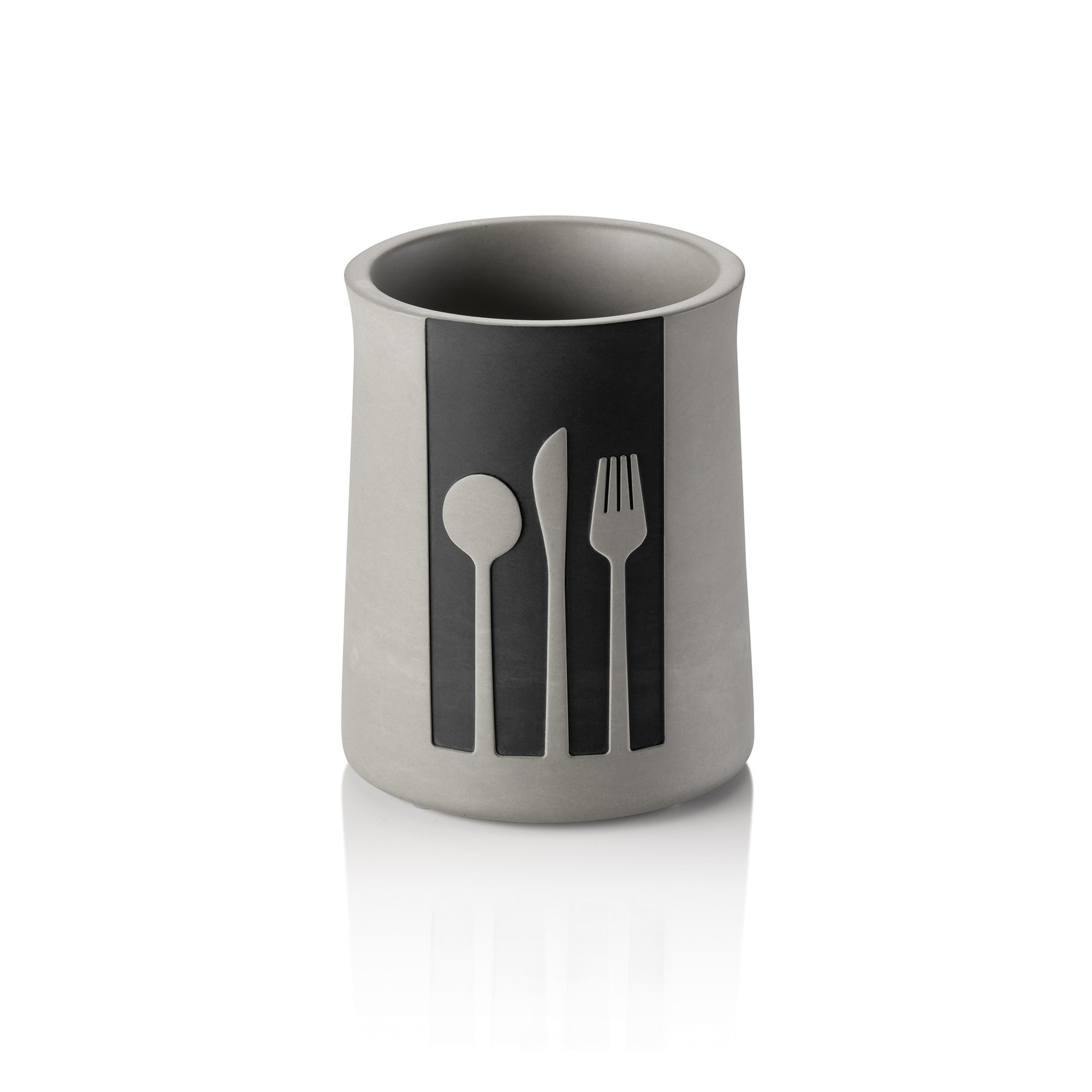 Besteckbehälter Nero, Ø 11 cm, Höhe 14,5 cm, schwarz, Beton, Ethylenvinylacetat