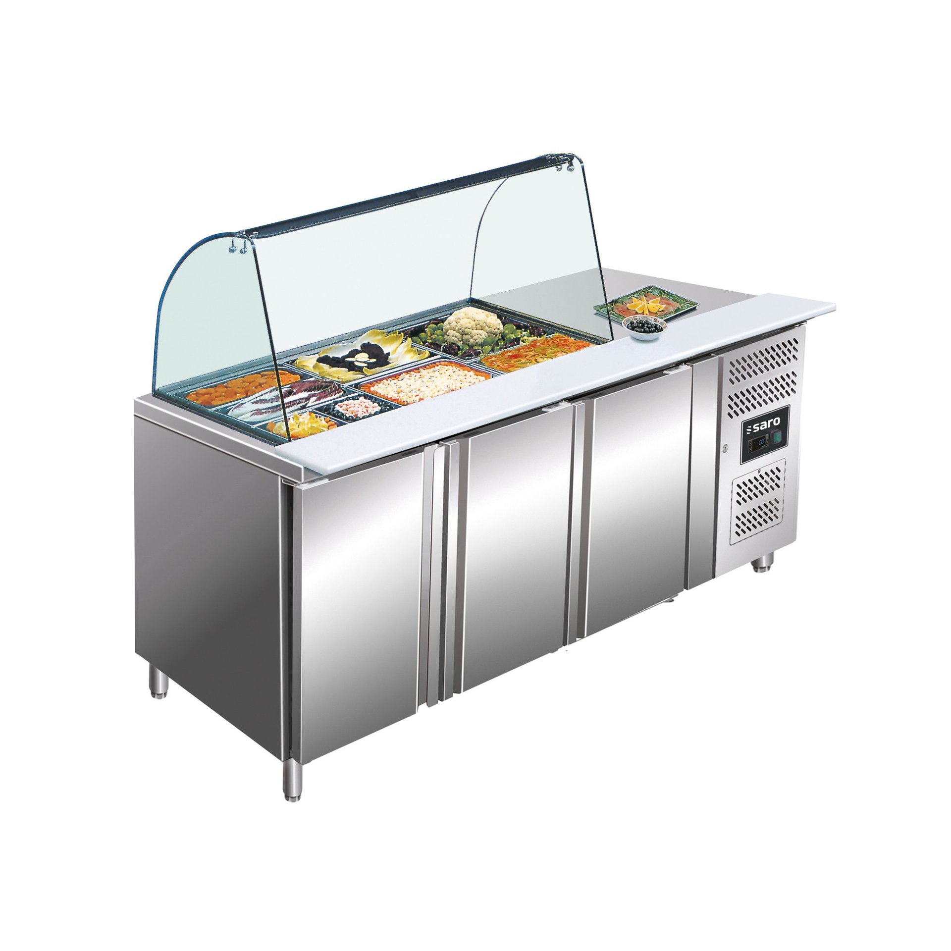 Saladette, 3 Türen,mit Glasaufsatz, GN3100TNS