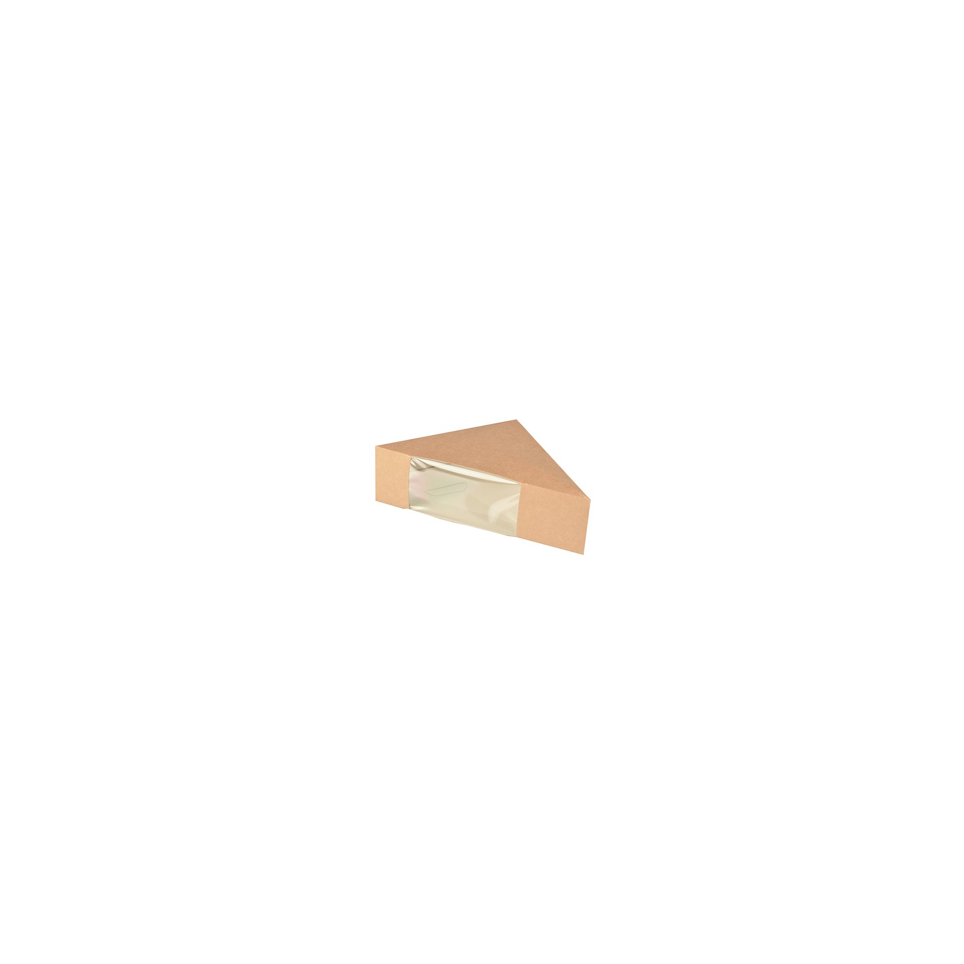 Sandwichboxen, Pappe mit Sichtfenster aus PLA 12,3 cm x 12,3 cm x 5,2 cm braun
