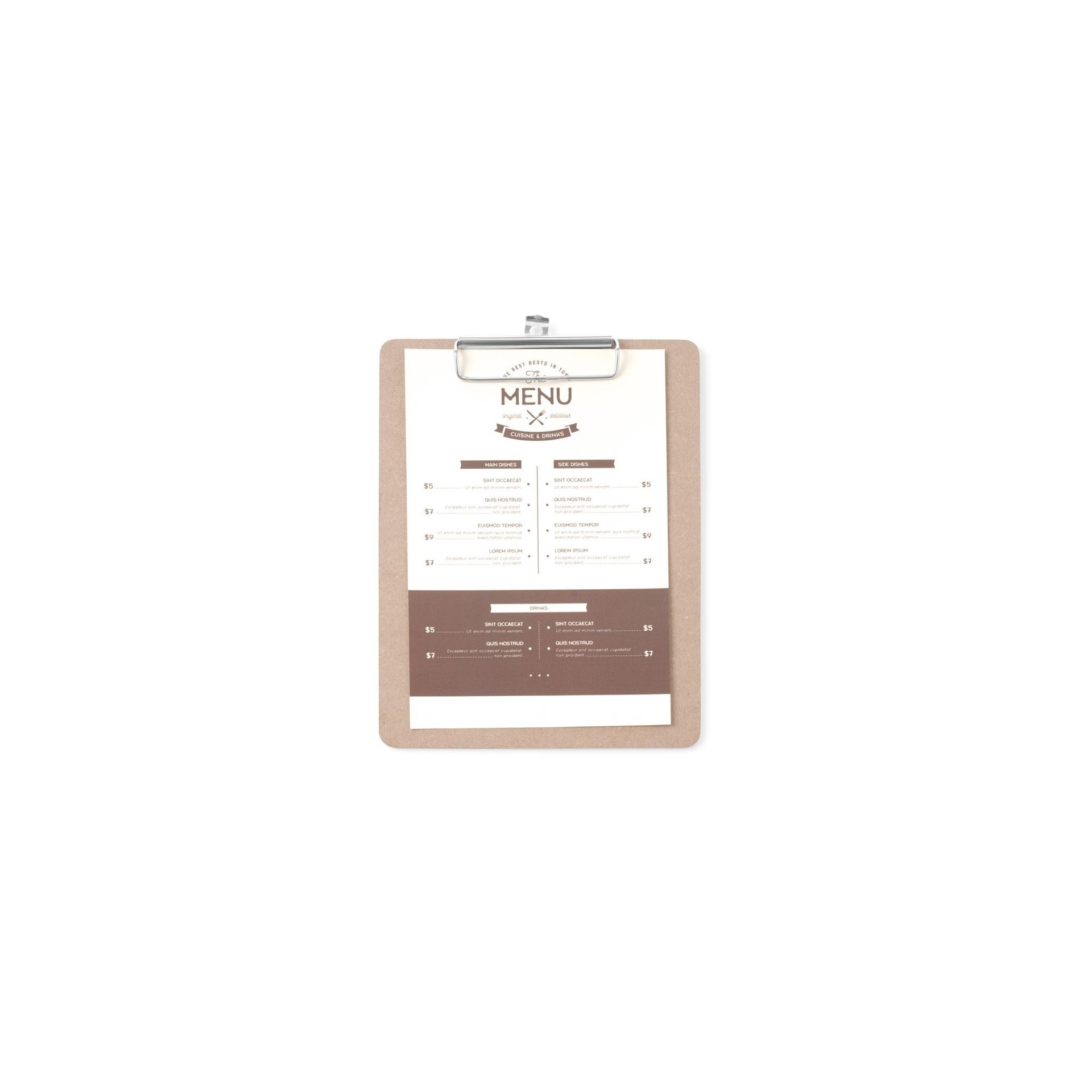 Speisekarten-Klemmbrett, 185x245mm Speisekarten-Klemmbrett, 185x245mm