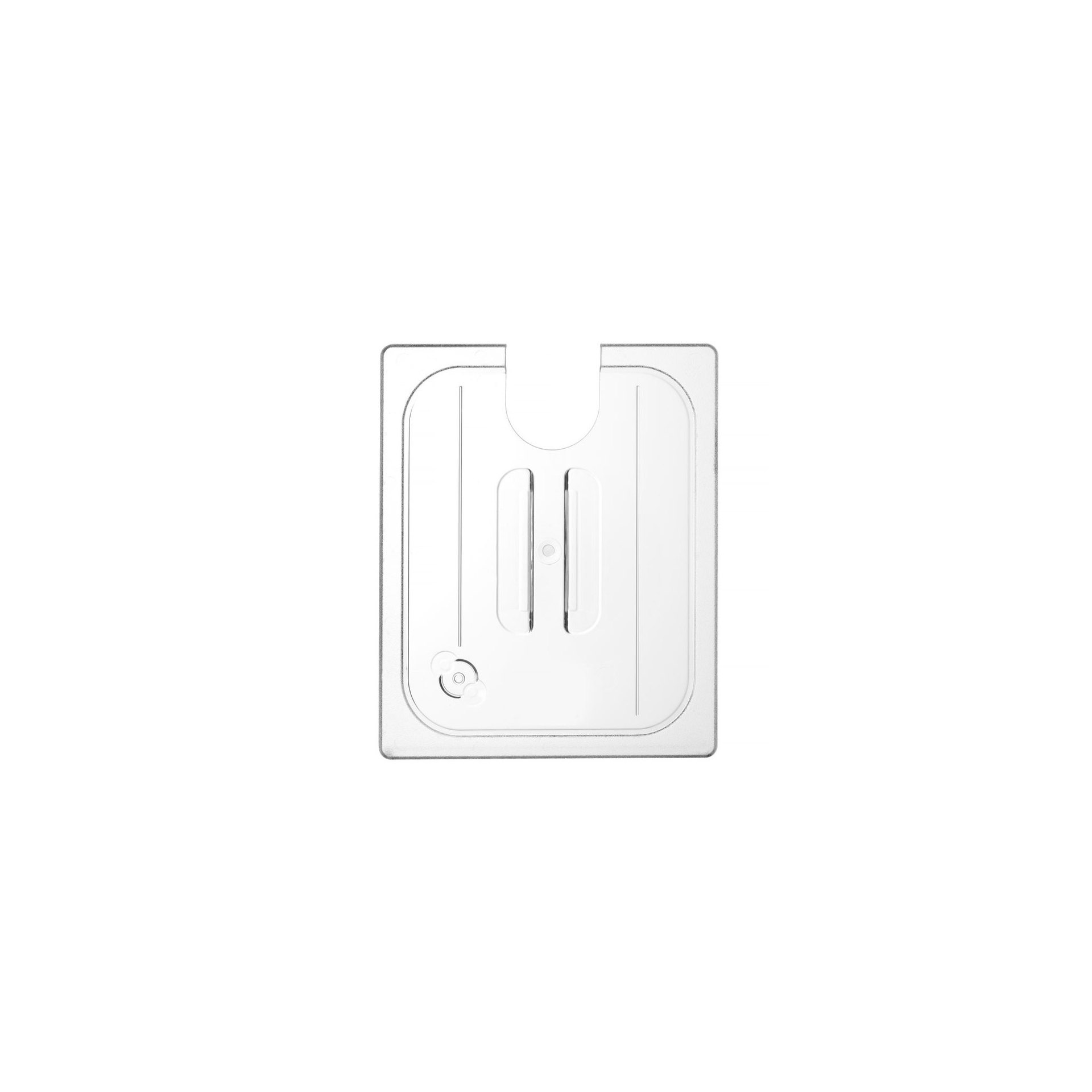 Gastronorm-Deckel mit Sous-Vide-Stab-Aussparung, GN 1/2, Transparent, 265x325mm Gastronorm-Deckel mit Sous-Vide-Stab-Aussparung, GN 1/2, Transparent, 265x325mm