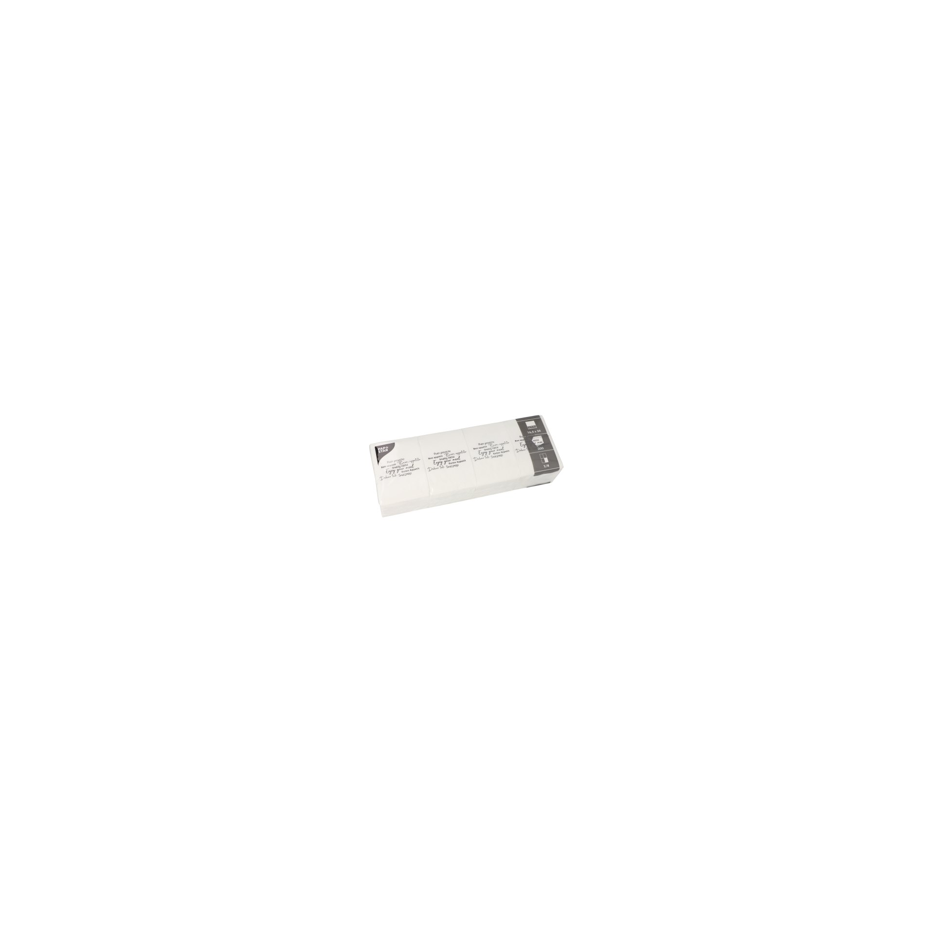 Snackservietten "DAILY Collection" 1/4-Falz 24 cm x 16,5 cm weiss "Enjoy your Meal"