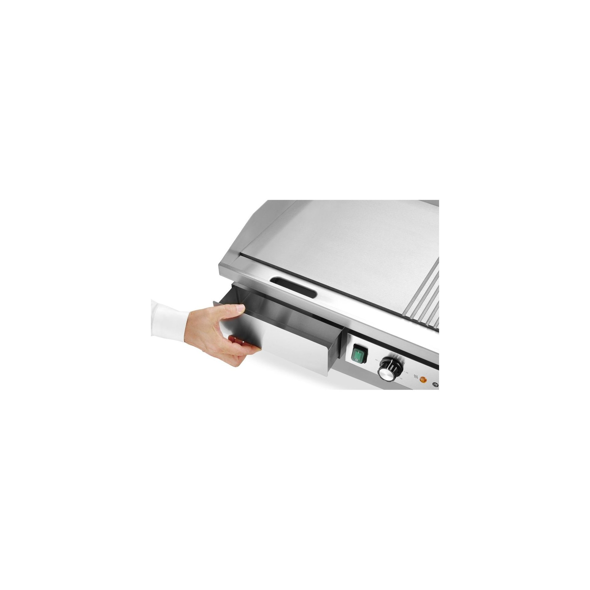 Grill, halb glatt, halb gerippt, Budget Line, 400V/4400W, 720x460x(H)241mm Grill, halb glatt, halb gerippt, Budget Line, 400V/4400W, 720x460x(H)241mm