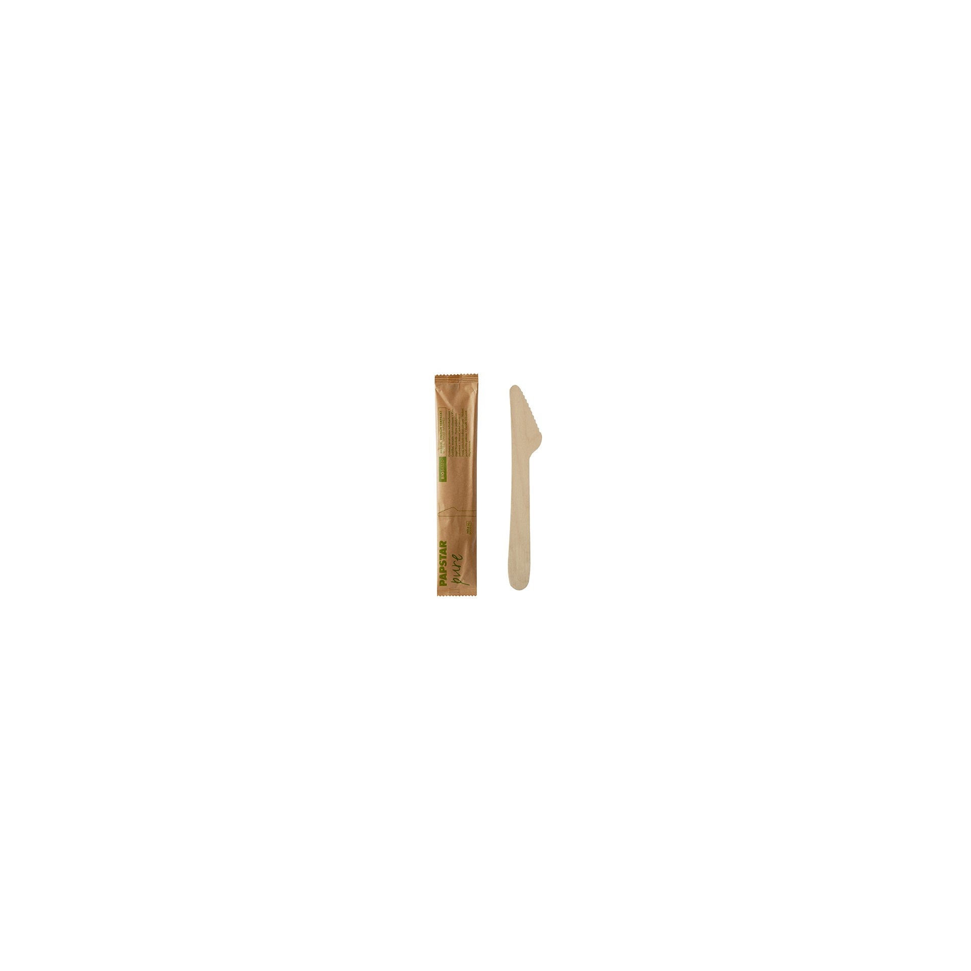 Messer, Holz "pure" 16,5 cm einzeln verpackt in Papierbeutel