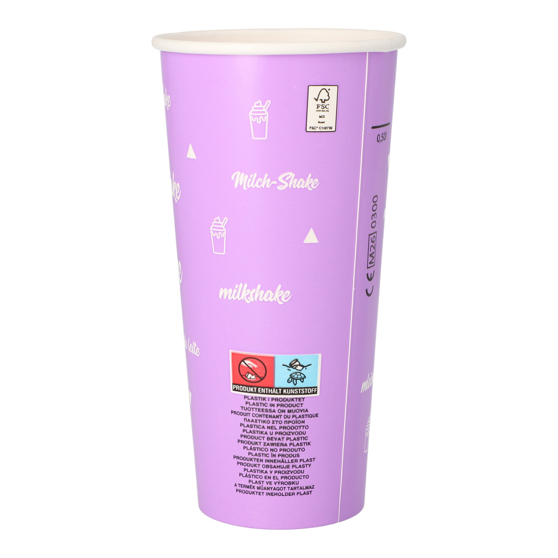 Shake-Becher, Pappe 0,5 l Ø 9 cm · 16,8 cm "Milk-Shake"