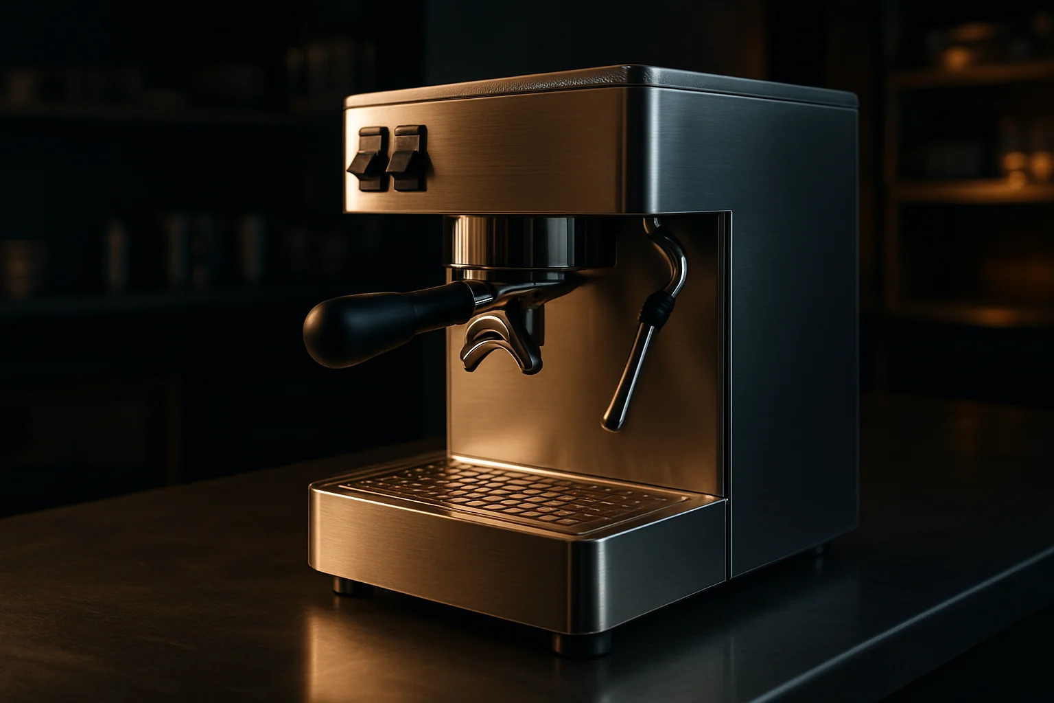 Siebträgermaschine mit Portafilter in professioneller Bar-Umgebung