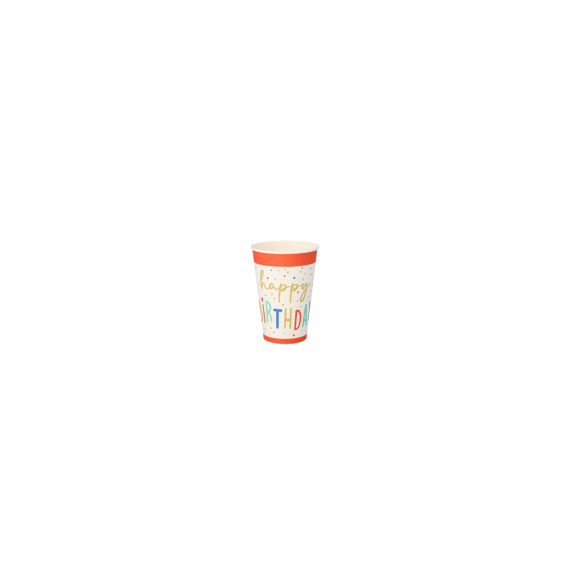 Trinkbecher, Pappe 0,2 l Ø 7 cm · 9,7 cm weiss "Happy Birthday" Trinkbecher, Pappe 0,2 l Ø 7 cm · 9,7 cm weiss "Happy Birthday"