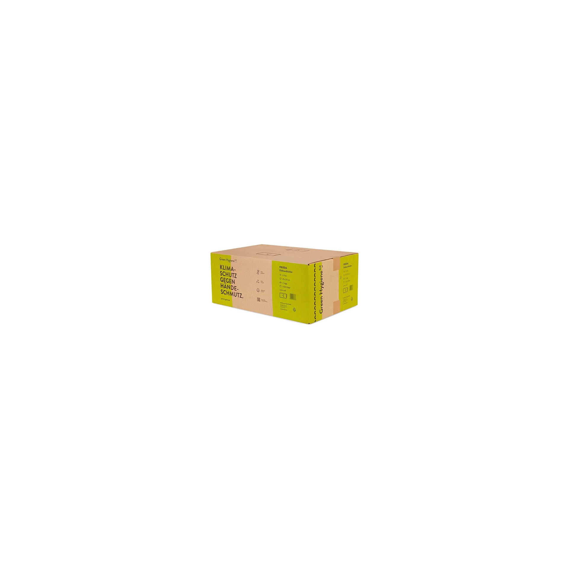 Blatt "Green Hygiene" Handtuchpapier "FRIEDA" V-Falz 23 cm x 25 cm 2-lagig (20x200) Blatt "Green Hygiene" Handtuchpapier "FRIEDA" V-Falz 23 cm x 25 cm 2-lagig (20x200)