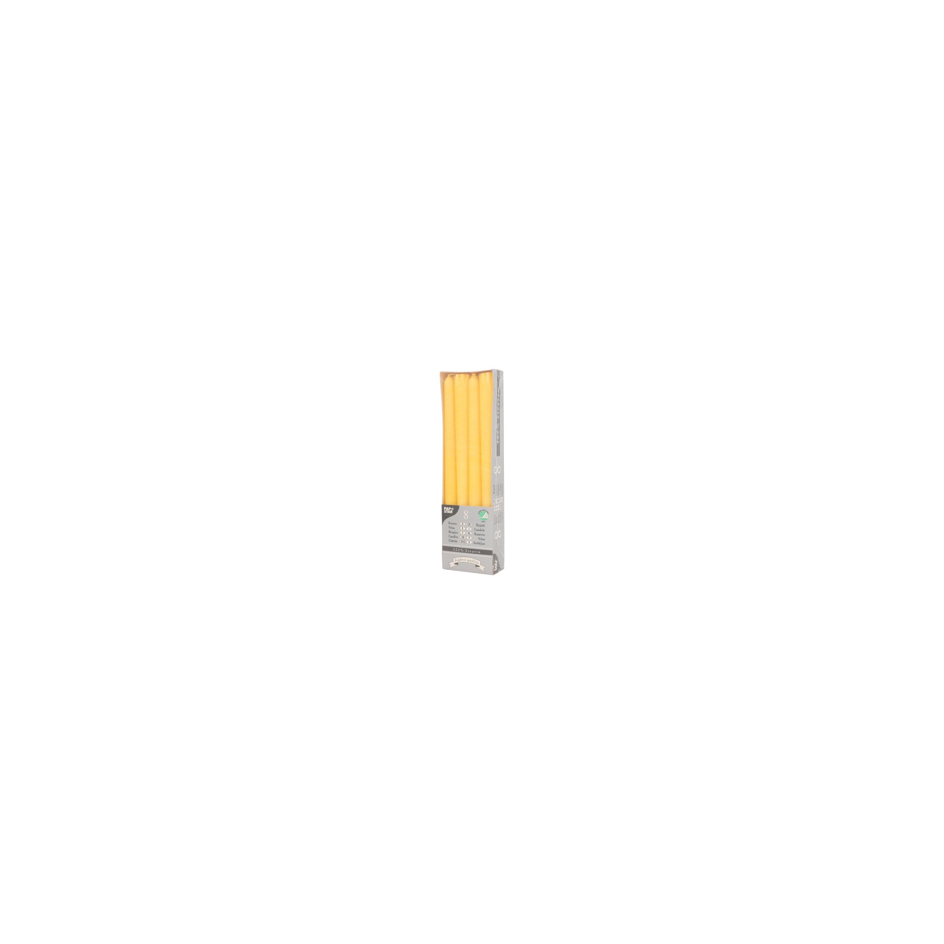 Leuchterkerzen Ø 2,2 cm · 25 cm gelb aus 100 % Stearin Leuchterkerzen Ø 2,2 cm · 25 cm gelb aus 100 % Stearin