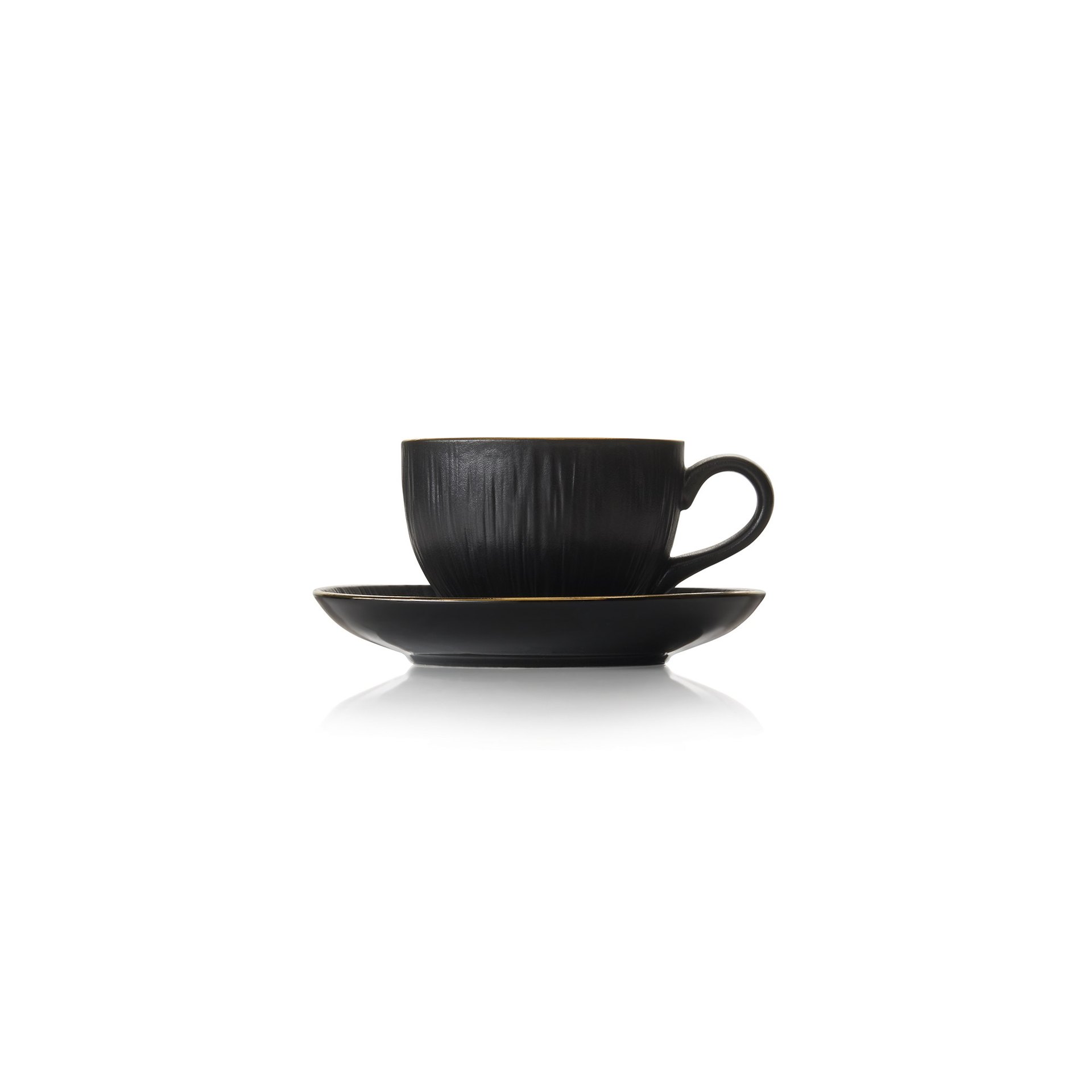 Cappuccinotasse mit Untertasse Set MAYA KURO, 200 ml, schwarz
