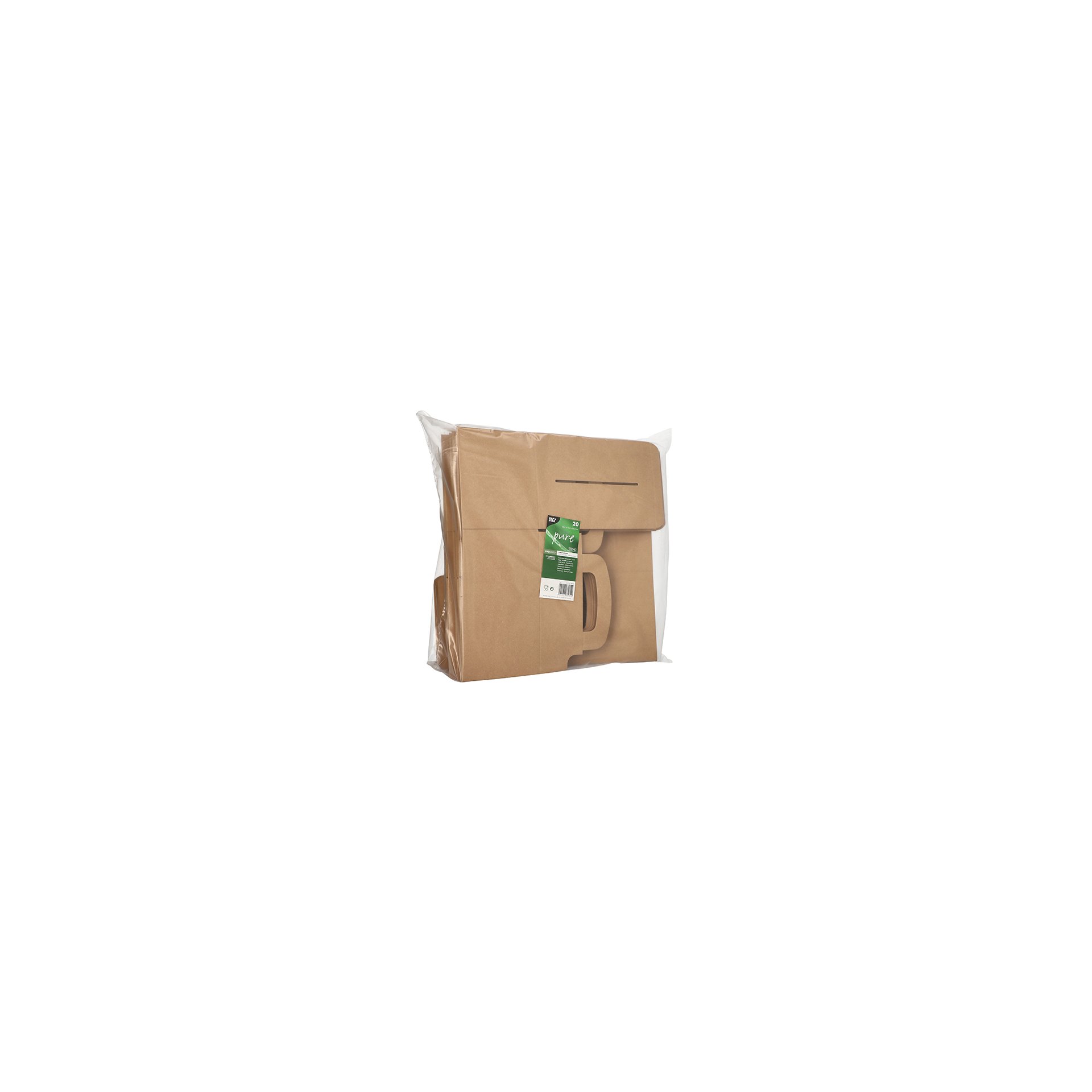 Lunch-Boxen, Pappe "pure" eckig 12,5 cm x 15,5 cm x 22,5 cm braun mit Tragegriff
