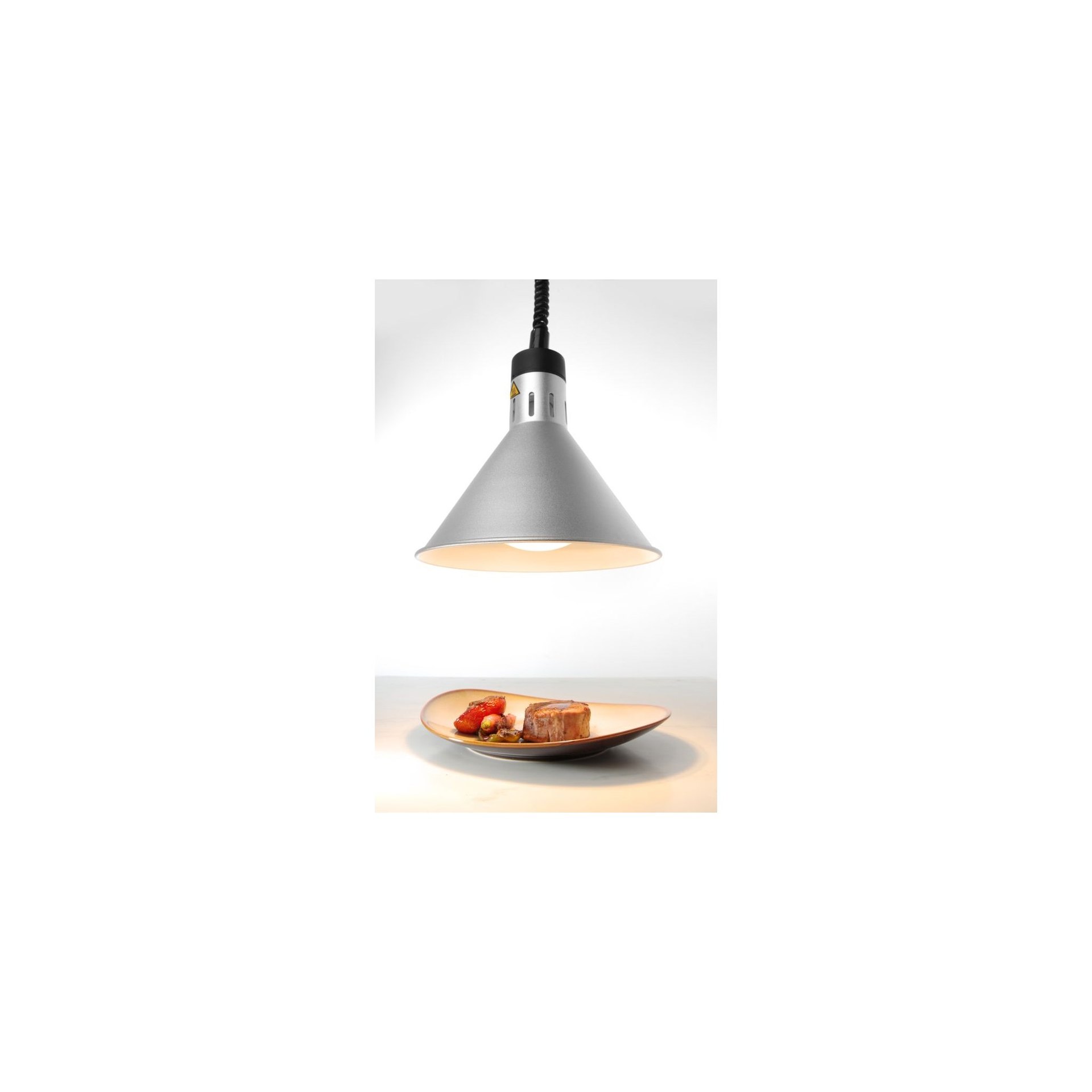 Höhenverstellbare Wärmelampe konisch, Silber, 230V/250W, ⌀275x(H)250mm