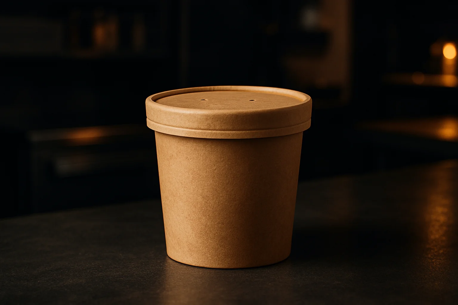 Suppenbecher mit Deckel fuer Lieferung