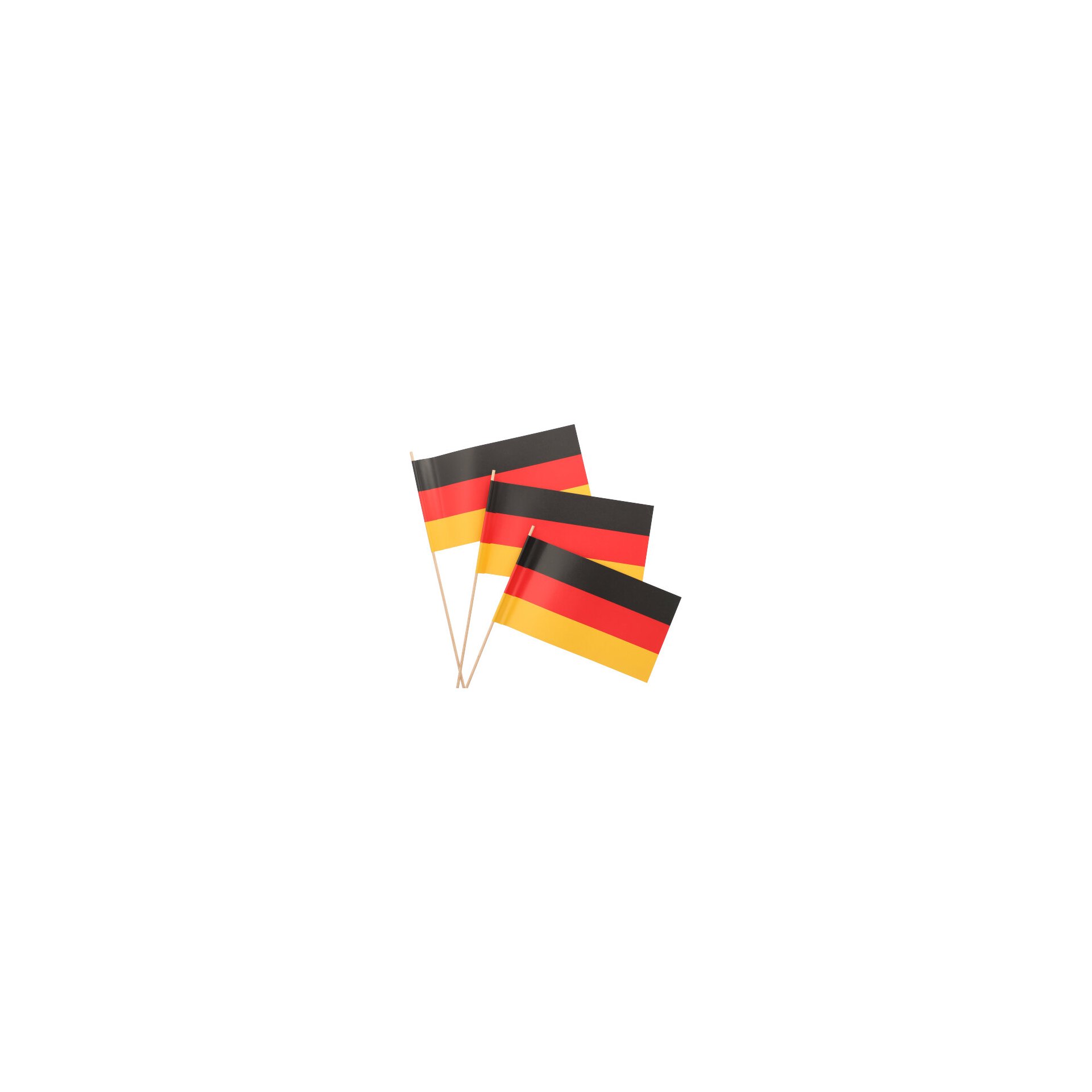 Flaggen, Papier 12 cm x 22 cm "Deutschland" mit Stiel 38,5 cm lang Flaggen, Papier 12 cm x 22 cm "Deutschland" mit Stiel 38,5 cm lang
