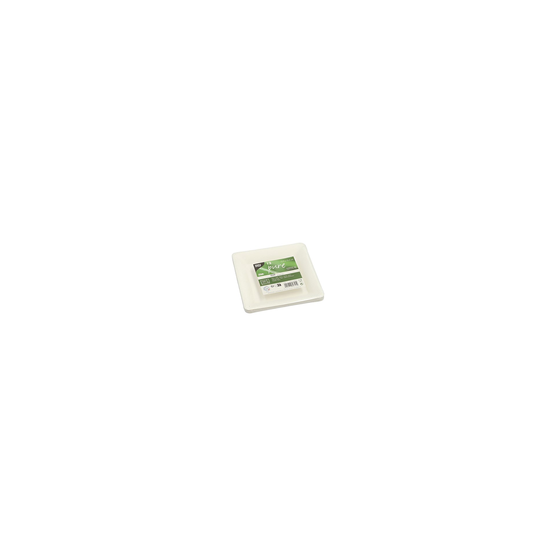 Teller, Zuckerrohr "pure" eckig 15,5 cm x 15,5 cm weiss Teller, Zuckerrohr "pure" eckig 15,5 cm x 15,5 cm weiss
