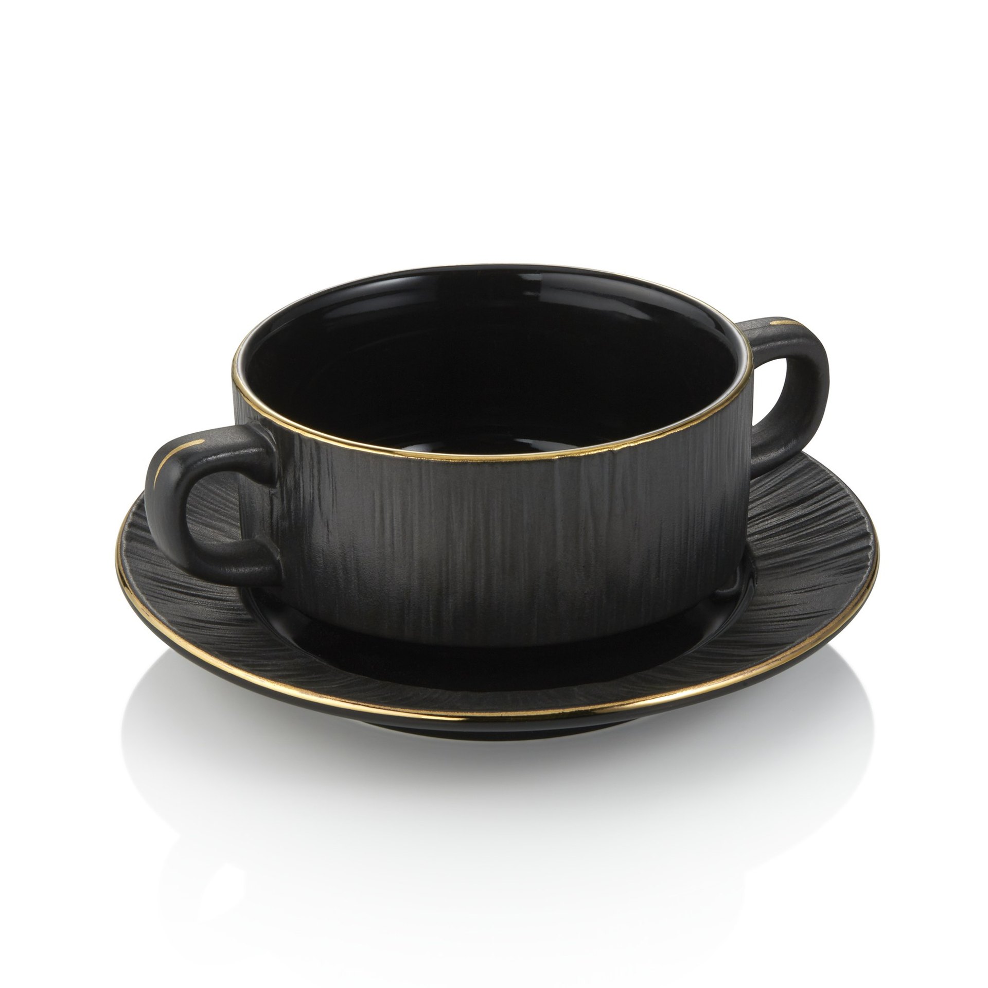 Suppentasse mit Untertasse Set MAYA KURO, Ø 10,5 cm, 250 ml, schwarz Suppentasse mit Untertasse Set MAYA KURO, Ø 10,5 cm, 250 ml, schwarz