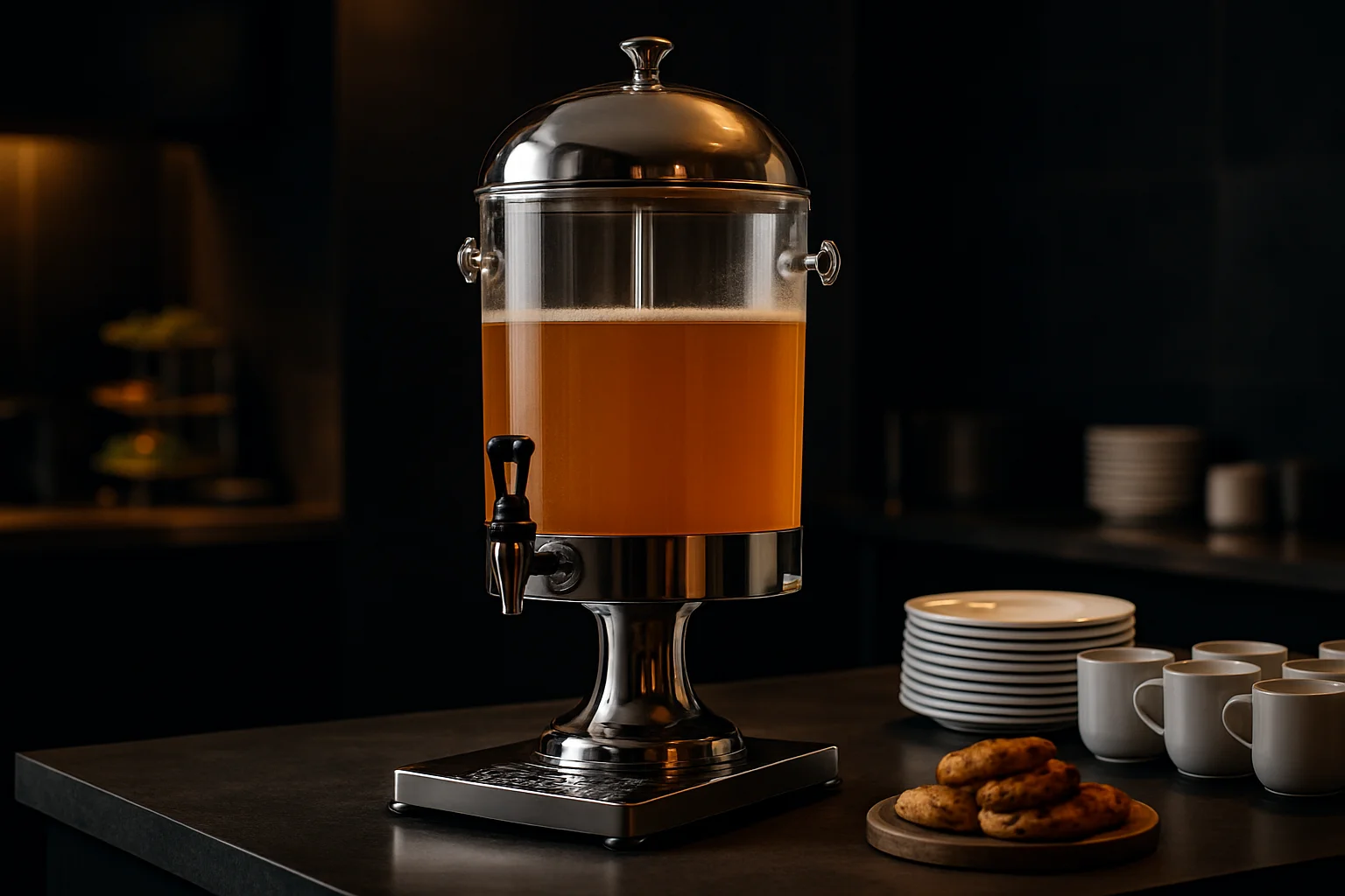 Getränkedispenser mit Zapfhahn auf Buffet