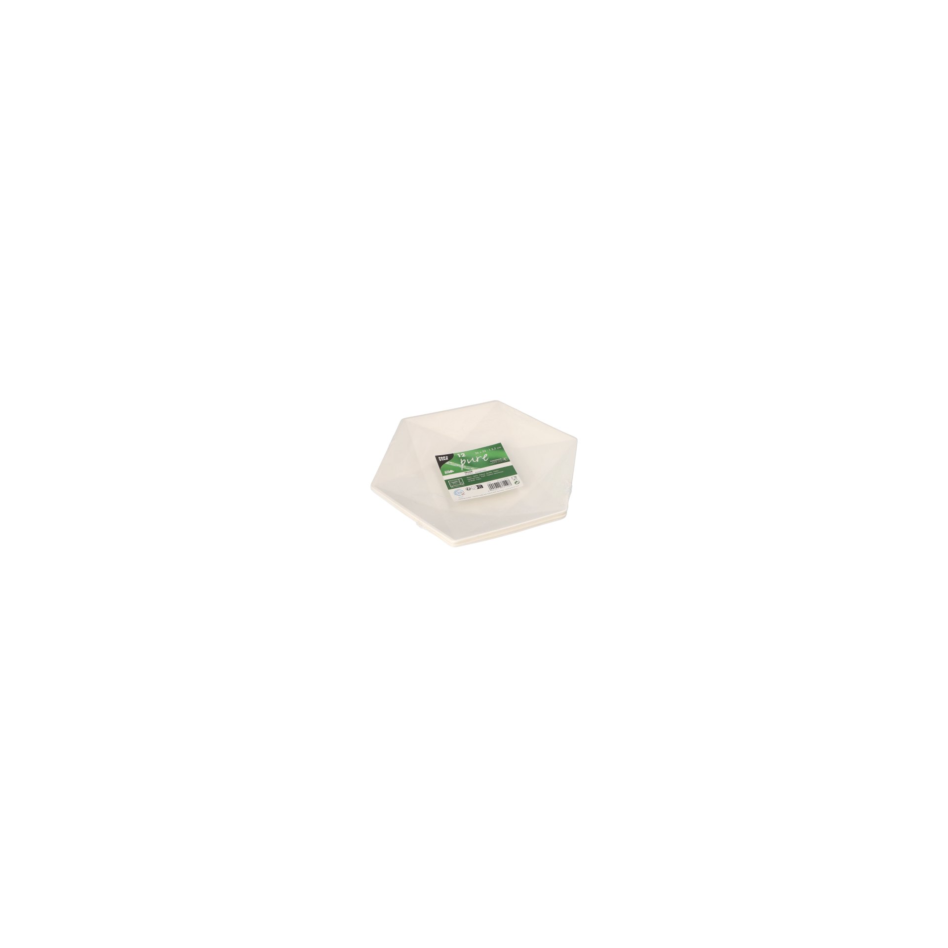 Teller Zuckerrohr "pure" 6-eckig 2,5 cm x 26 cm x 23 cm weiss "Diamond" Teller Zuckerrohr "pure" 6-eckig 2,5 cm x 26 cm x 23 cm weiss "Diamond"