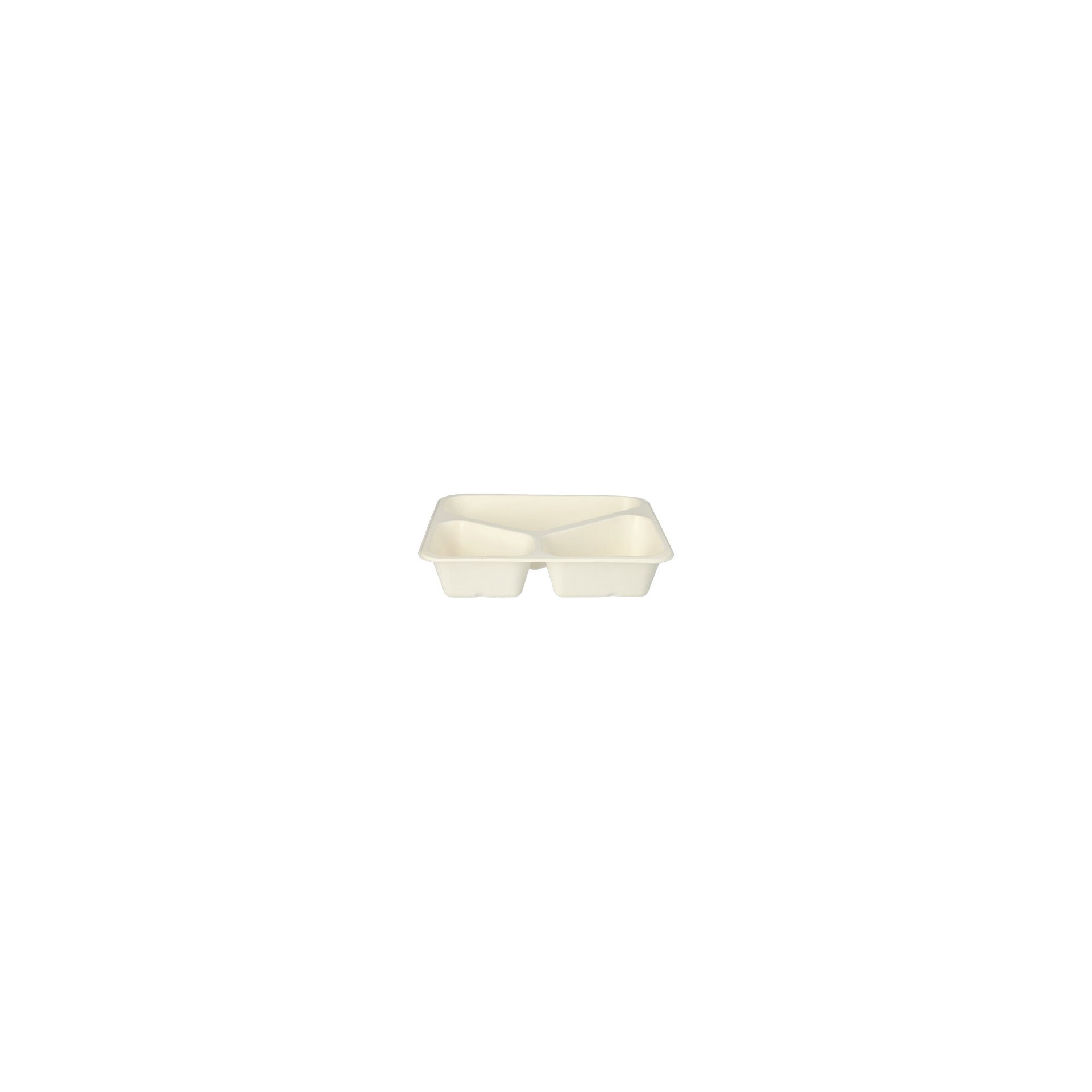 Siegelschalen Zuckerrohr, PLA beschichtet 3-geteilt 1000 ml 4,9 cm x 22,7 cm x 17,8 cm
