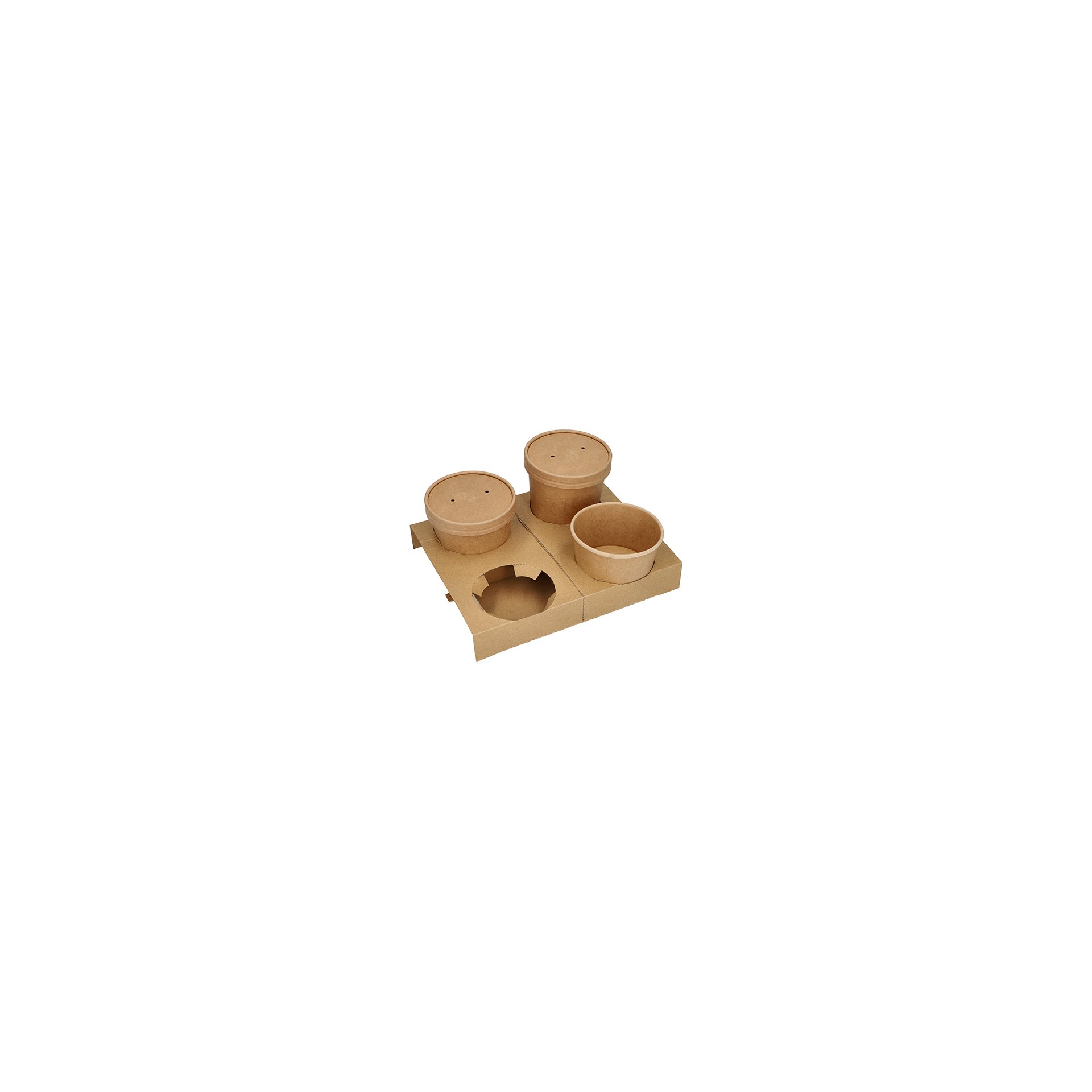 Tragetabletts, Pappe "pure" 3,6 cm x 19,8 cm x 24,1 cm braun für 4 Suppenbecher