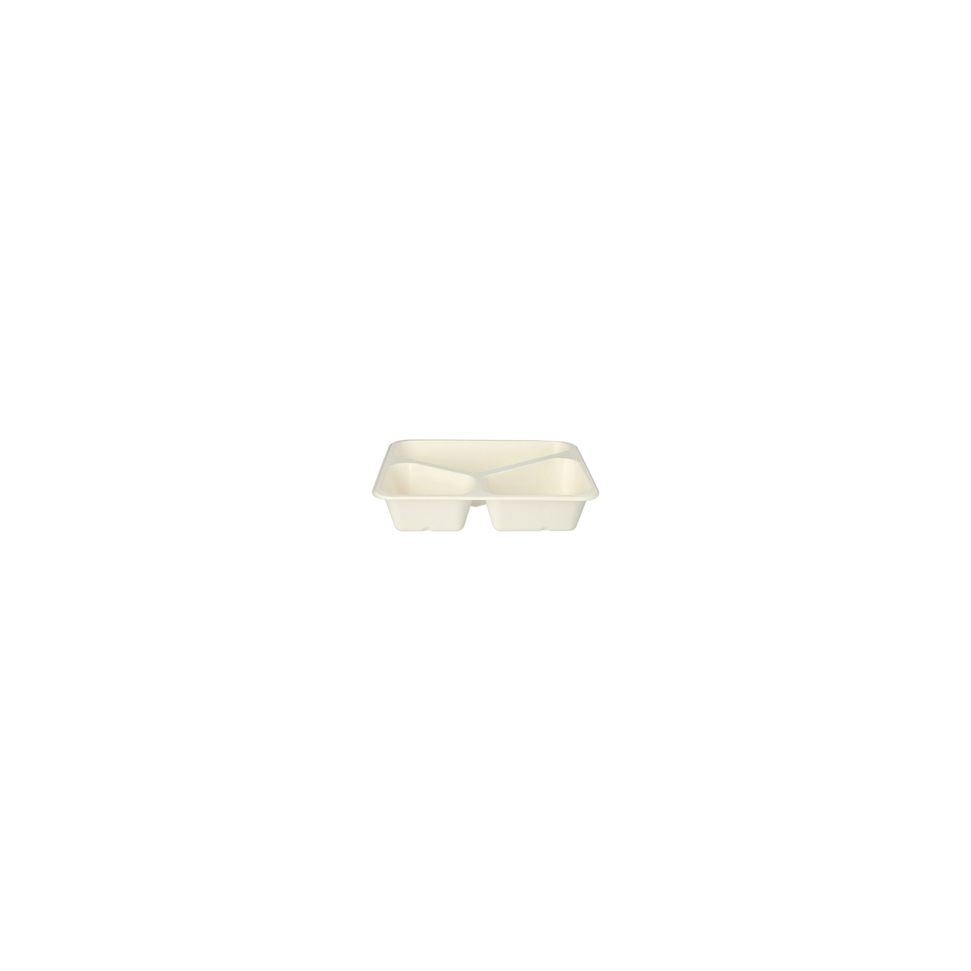 Siegelschalen Zuckerrohr 3-geteilt 1000 ml 4,9 cm x 22,7 cm x 17,8 cm weiss