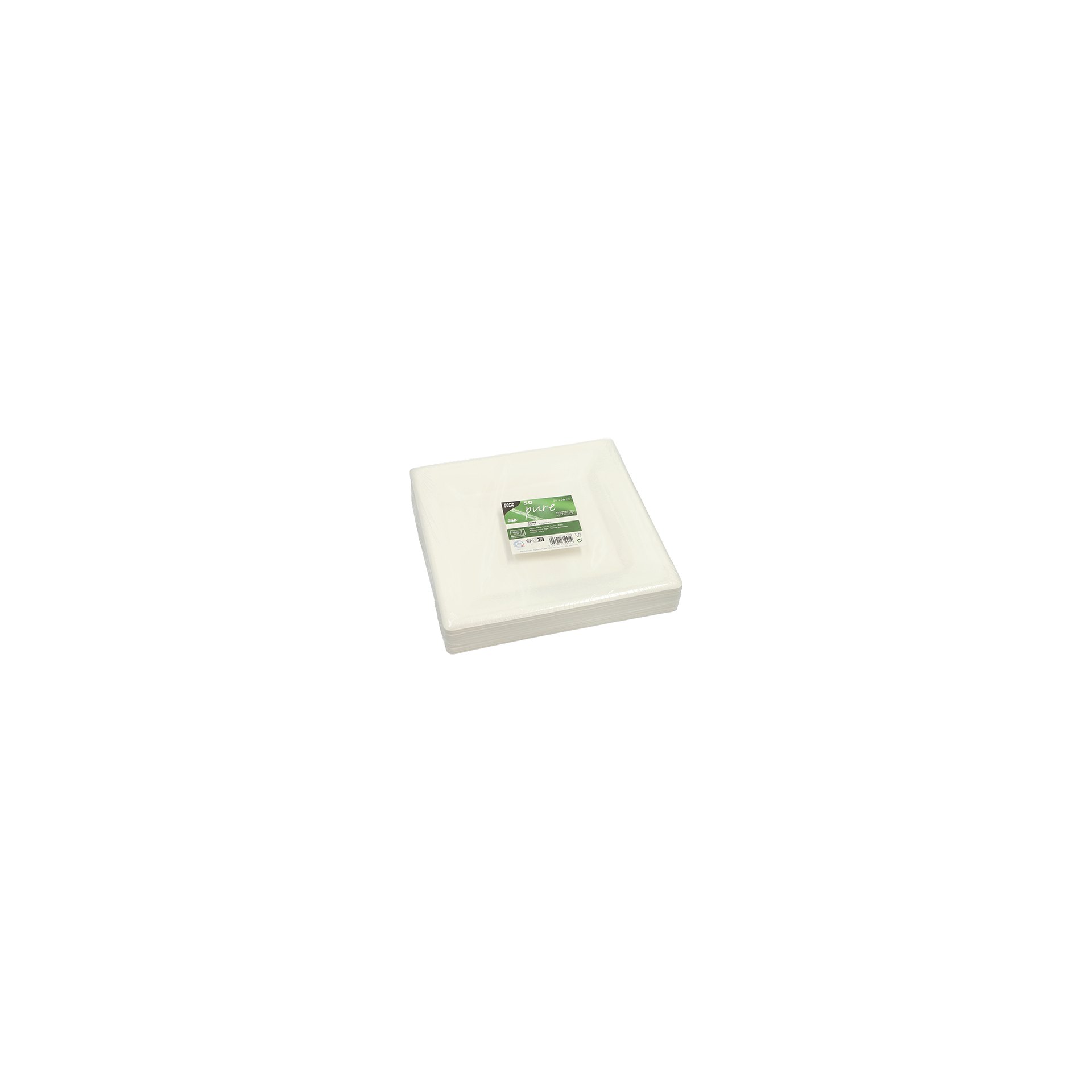 Teller, Zuckerrohr "pure" eckig 26 cm x 26 cm weiss