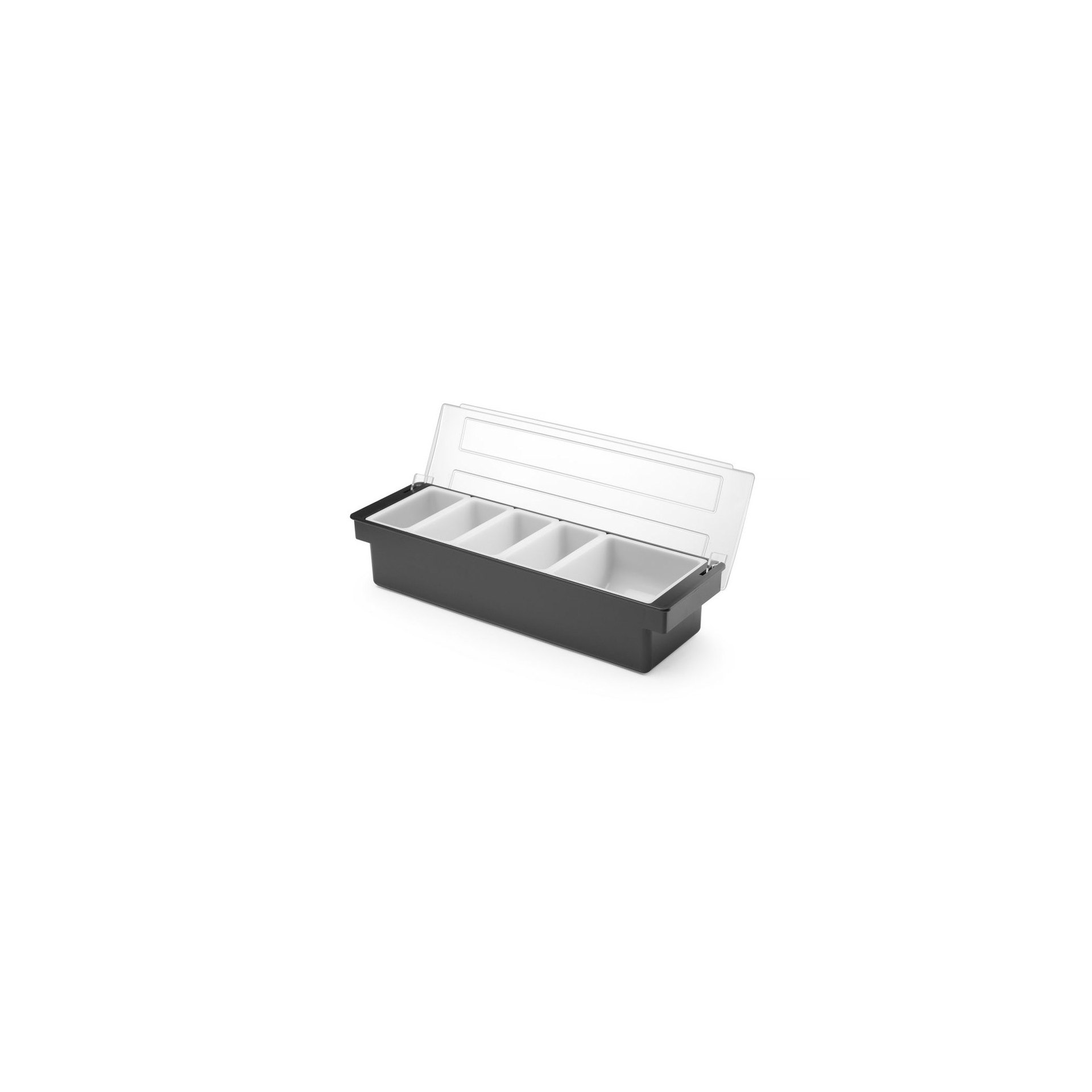 Zutatenbehälter – 5 Fächer, BarUp, Schwarz, 480x150x(H)100mm Zutatenbehälter – 5 Fächer, BarUp, Schwarz, 480x150x(H)100mm