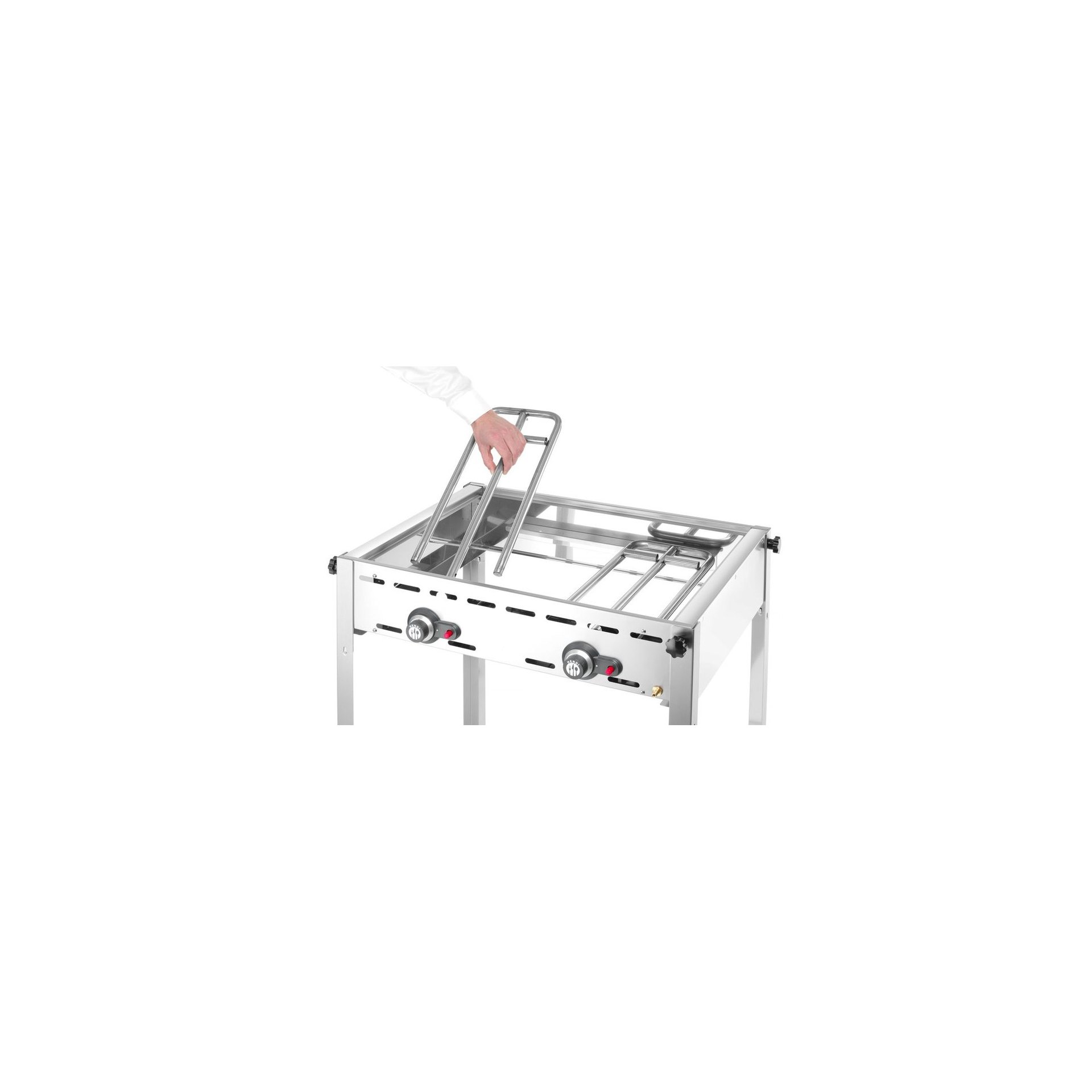 Grillsystem Green Fire mit 2 Brennern, Profi Line, Emaillierte Grillplatte und Grillrost aus Gusseisen GN 1/1, 11,6kW, 740x615x(H)825mm Grillsystem Green Fire mit 2 Brennern, Profi Line, Emaillierte Grillplatte und Grillrost aus Gusseisen GN 1/1, 11,6kW, 740x615x(H)825mm