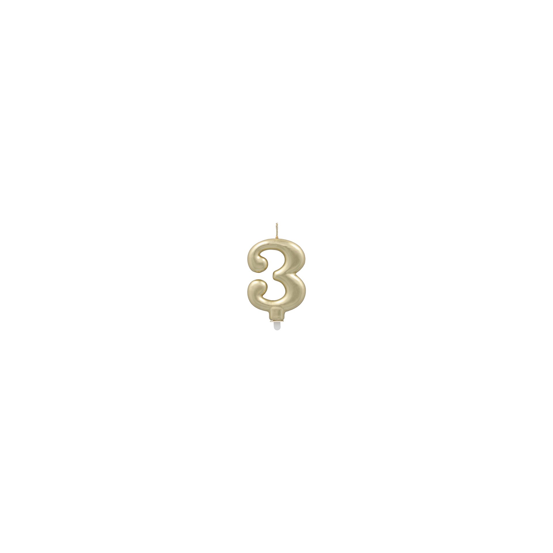 Zahlenkerze mit Halter 7 cm gold "3"